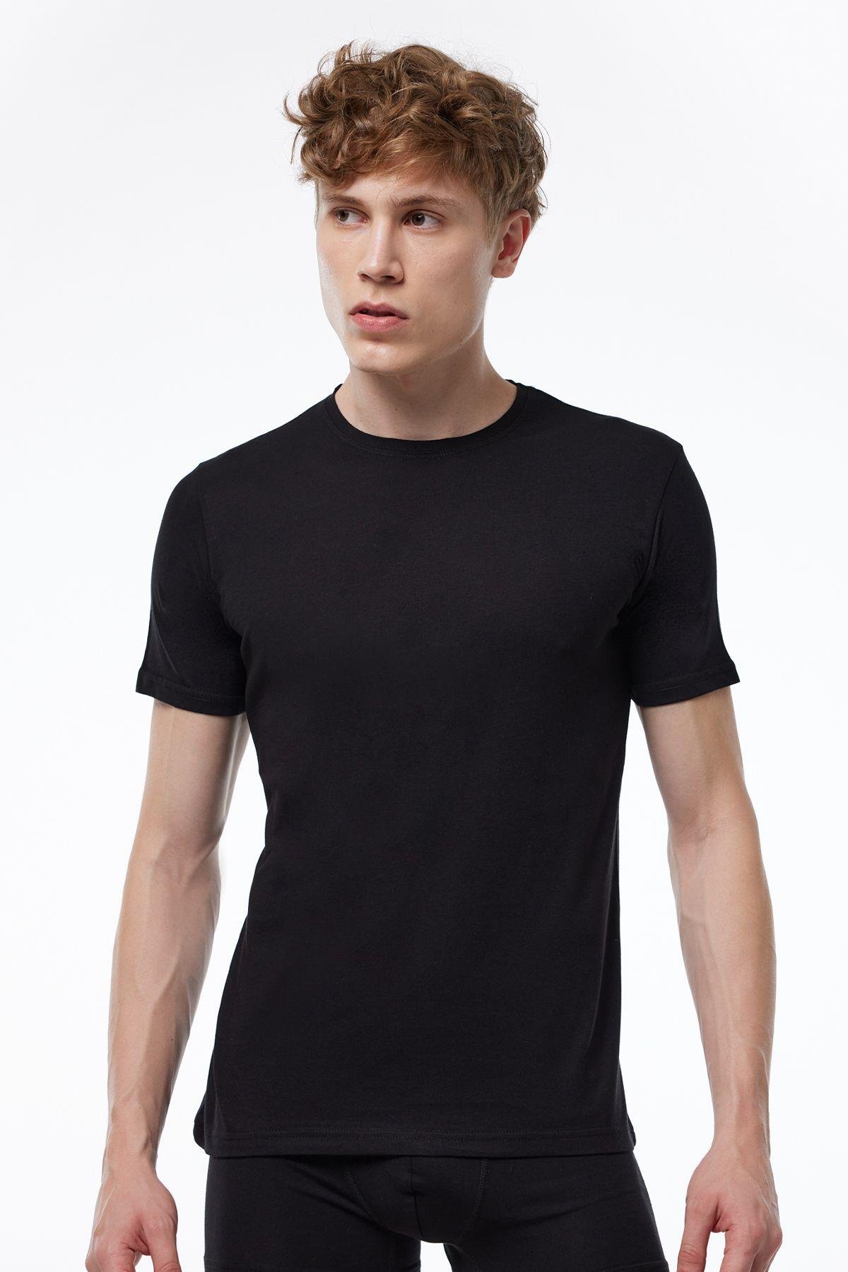 Erkek Beyaz Basic Yuvarlak Yaka Ince Modal T-shirt 084
