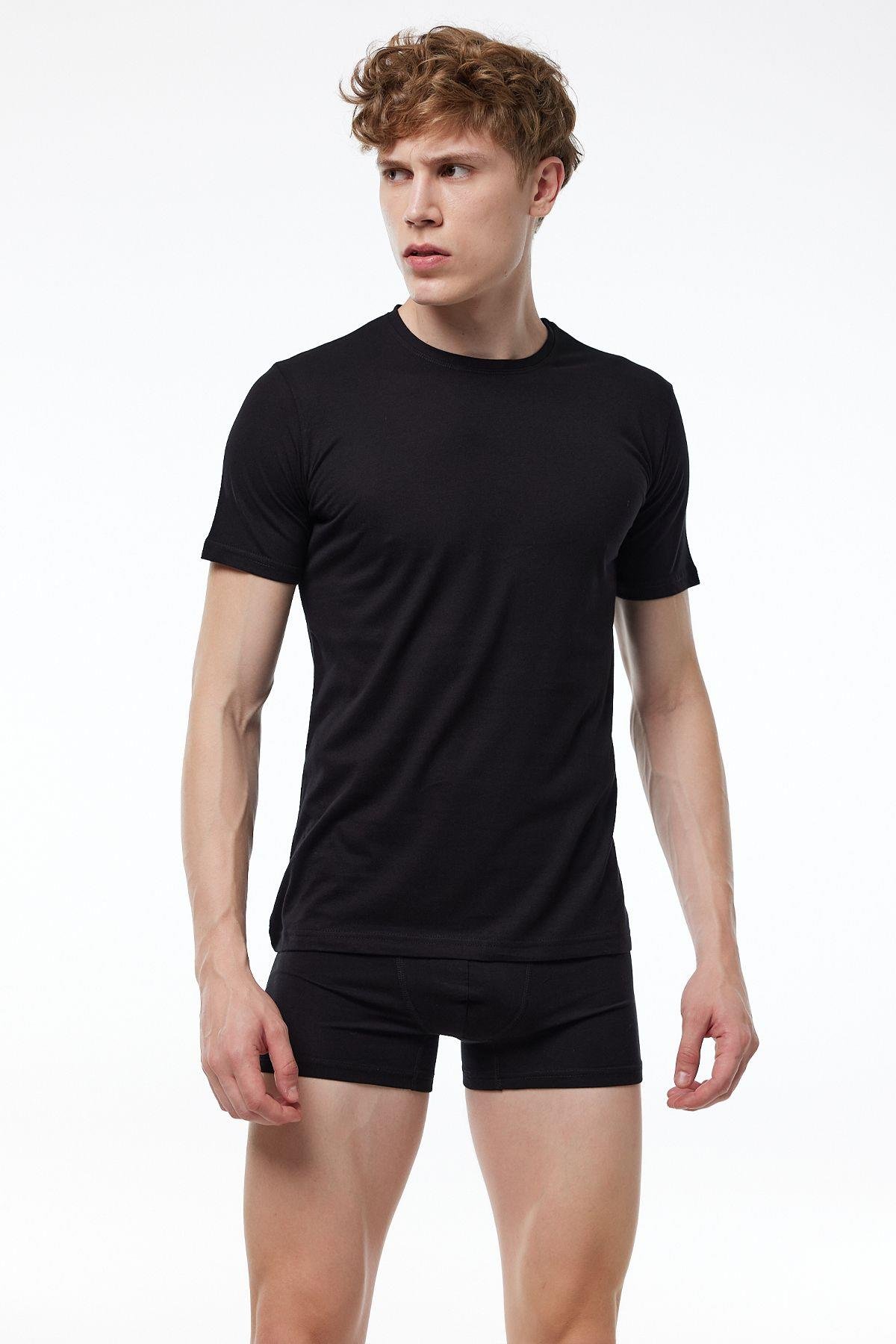 Erkek Beyaz Basic Yuvarlak Yaka Ince Modal T-shirt 084
