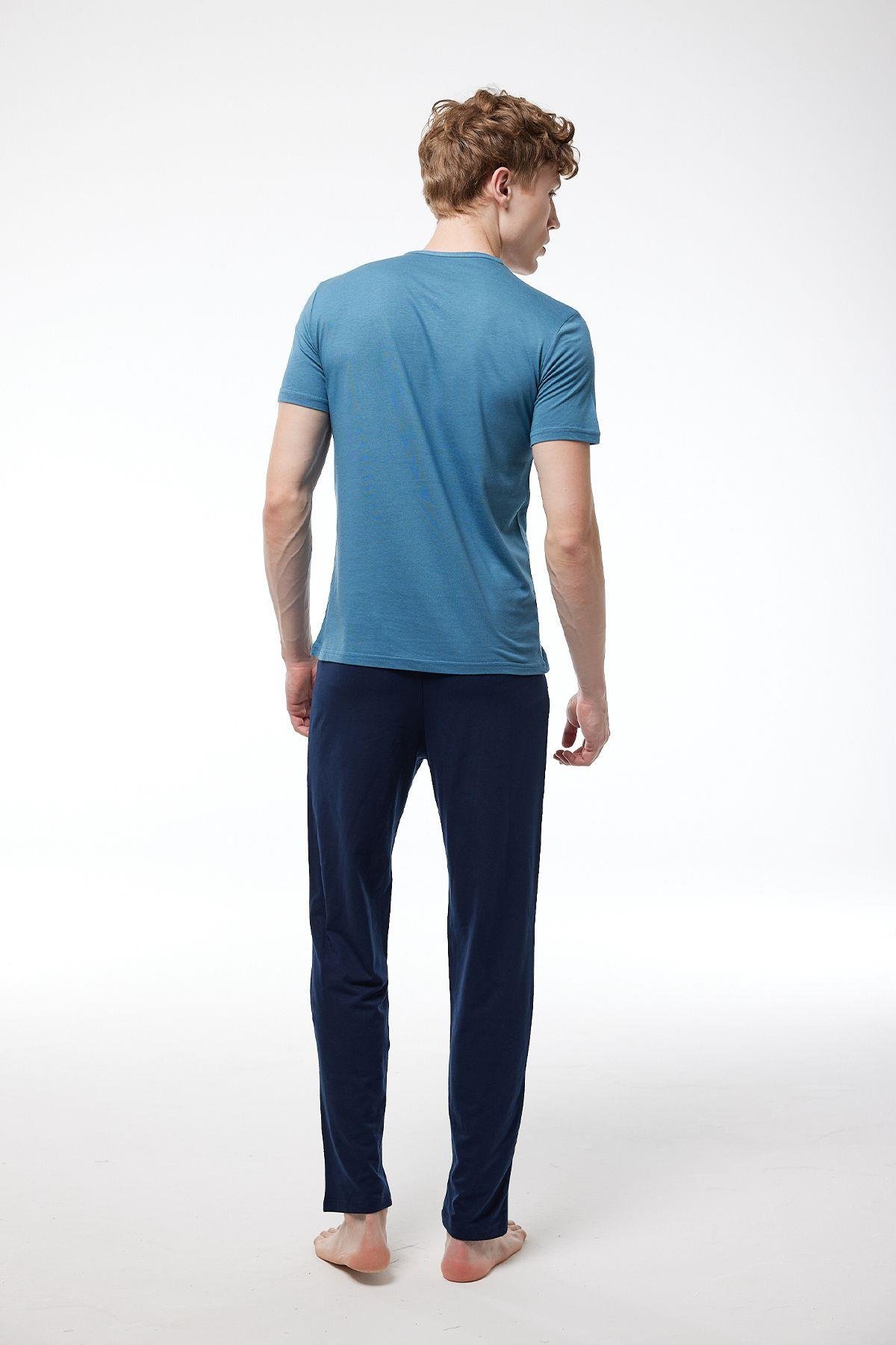 Erkek Bordo 2 Li Takım Düğmeli Yazlık Pijama Takımı 6020