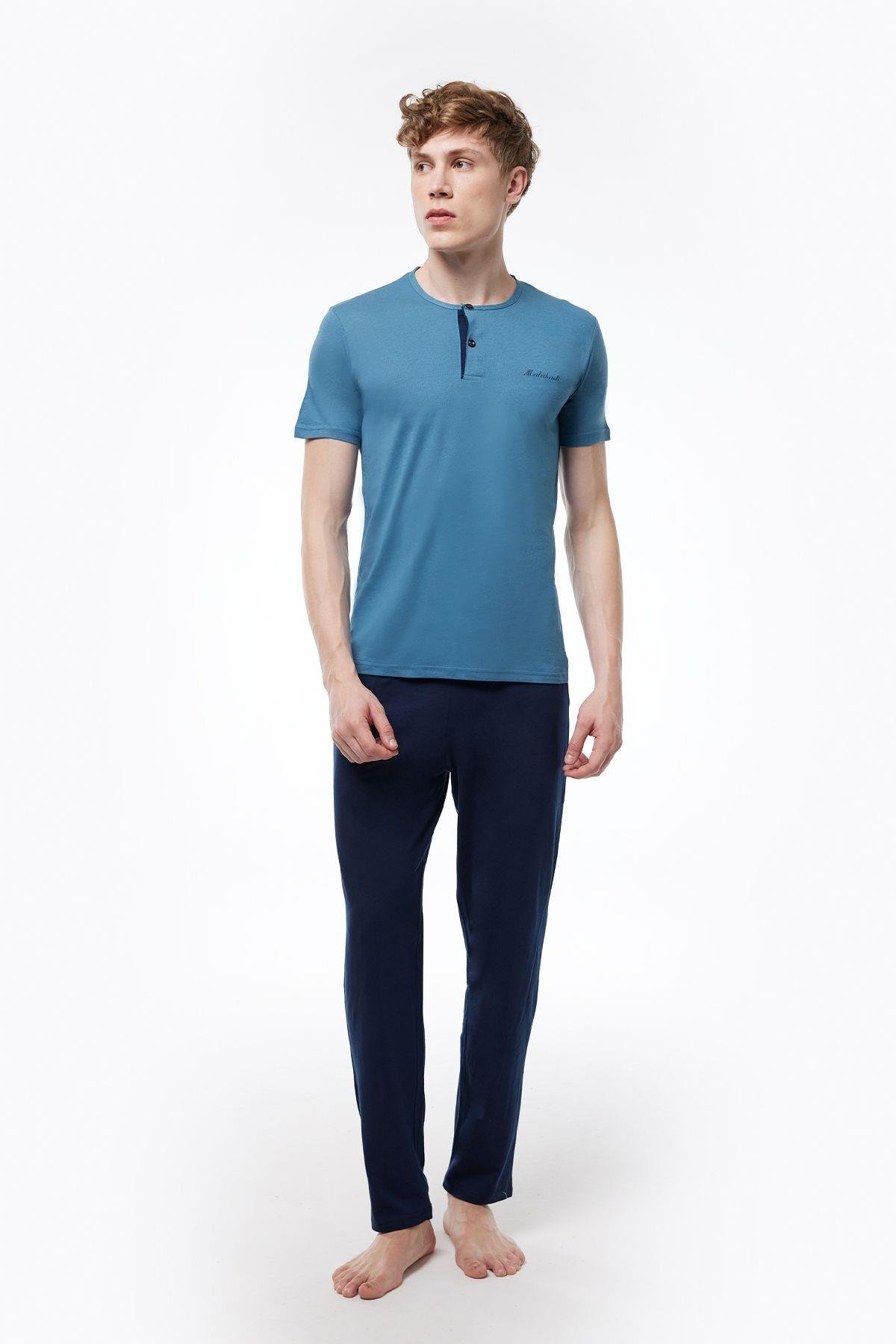 Erkek Bordo 2 Li Takım Düğmeli Yazlık Pijama Takımı 6020