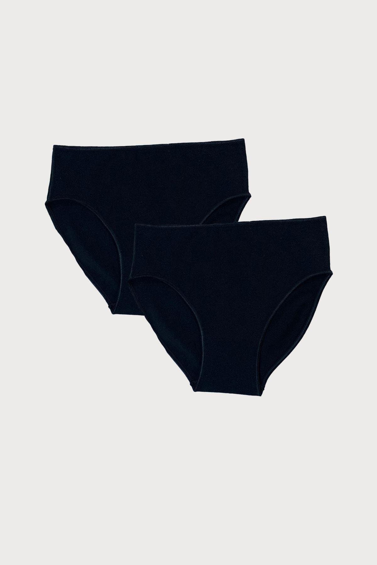 Kadın Siyah 2li Paket Yüksek Bel Slip 187