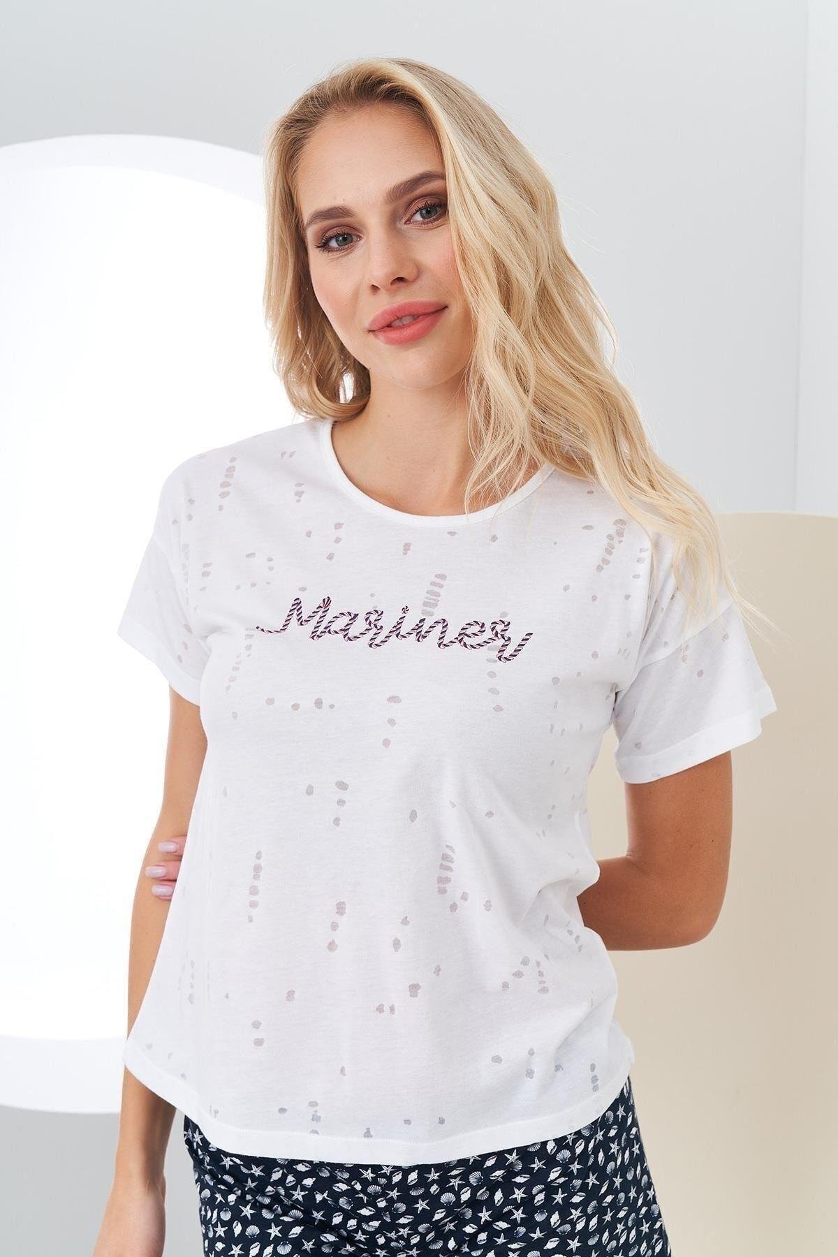 Kadın Yazılı Şort  Pijama Takım