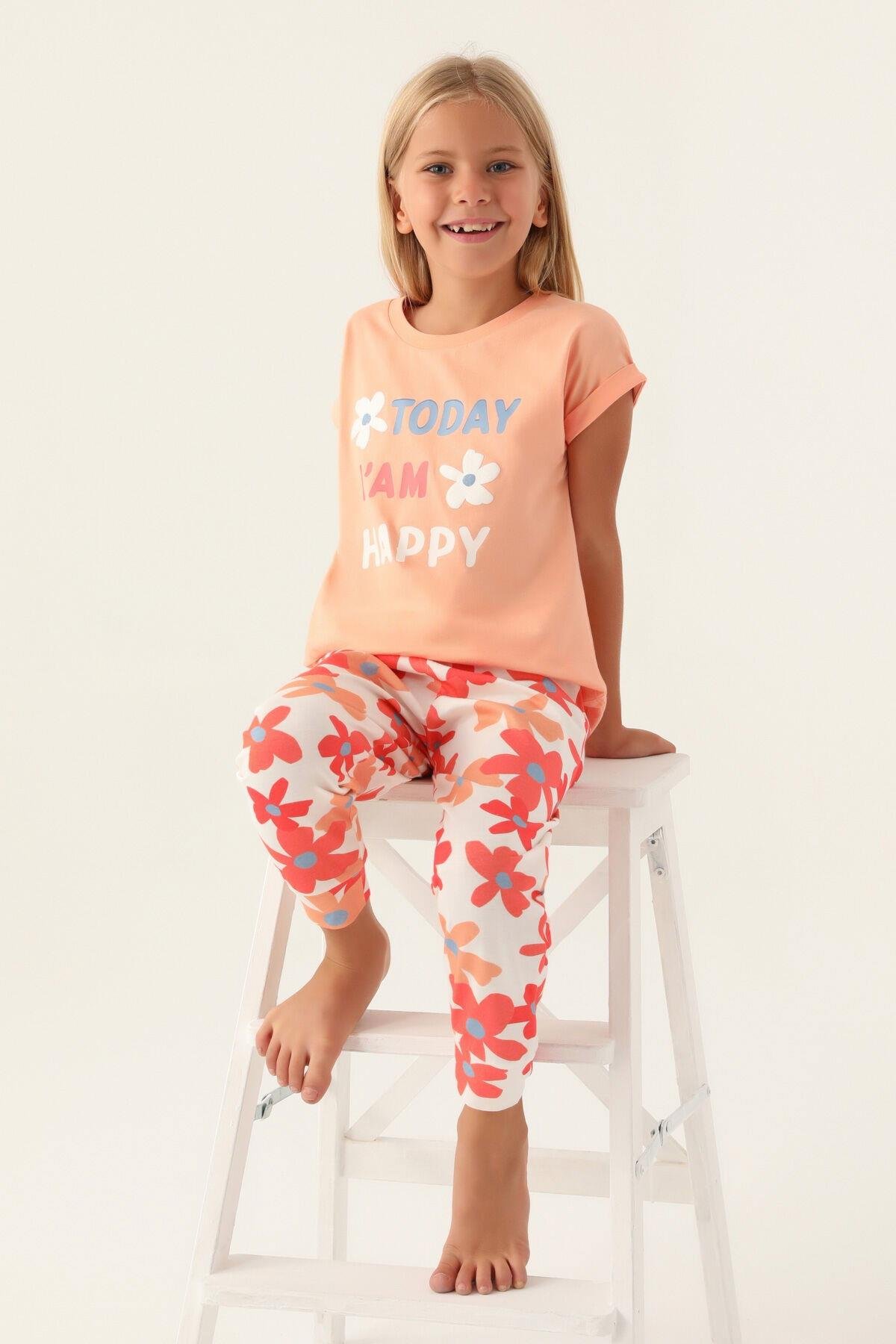 Kız Çocuk Çiçekli Pijama Takımı