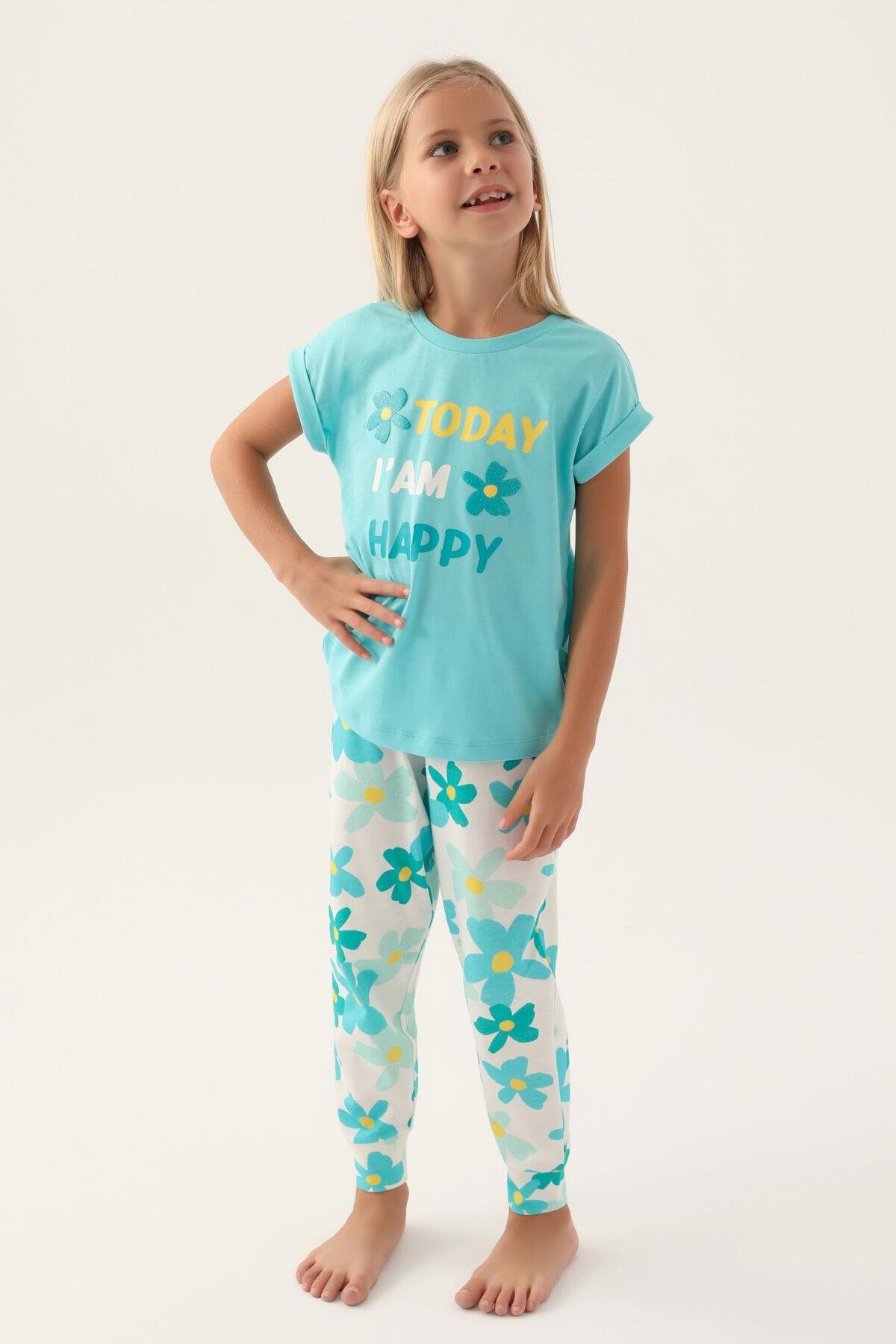 Kız Çocuk Çiçekli Pijama Takımı