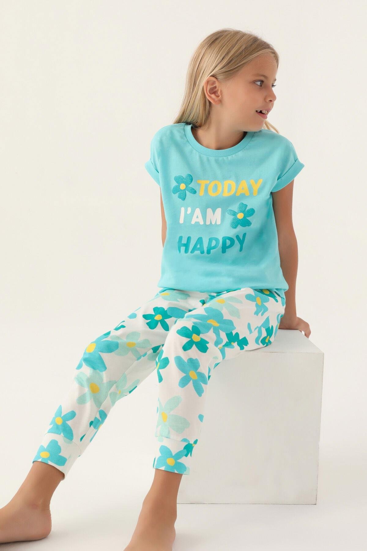 Kız Çocuk Çiçekli Pijama Takımı