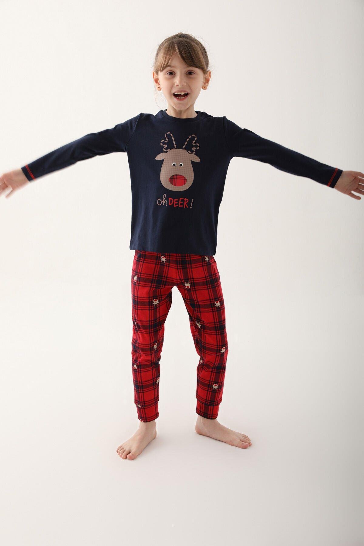 Kız Çocuk Lacivert Uzun Kol Pijama Takım