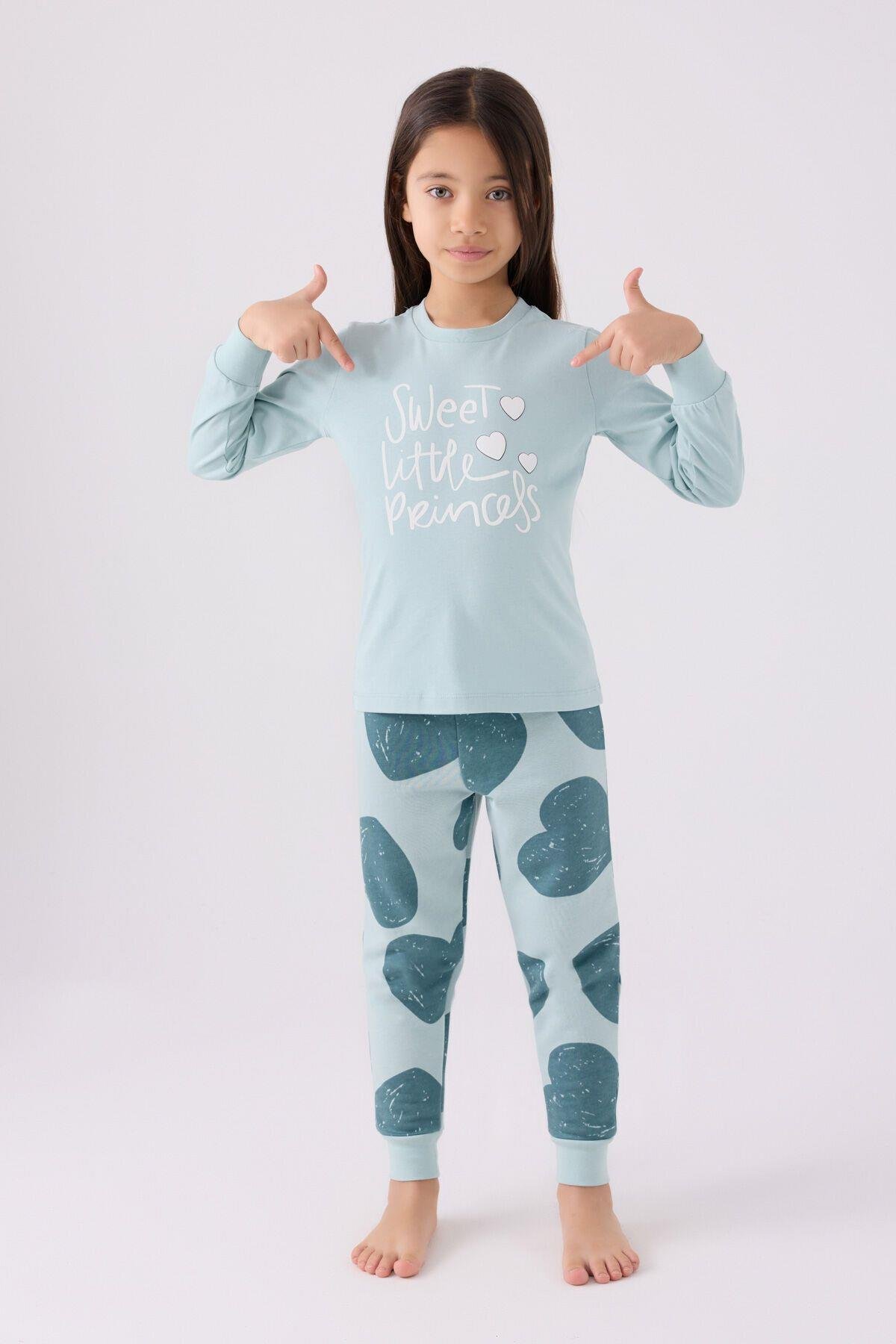 Kız Çocuk Yeşil Uzun Kol Pijama Takım