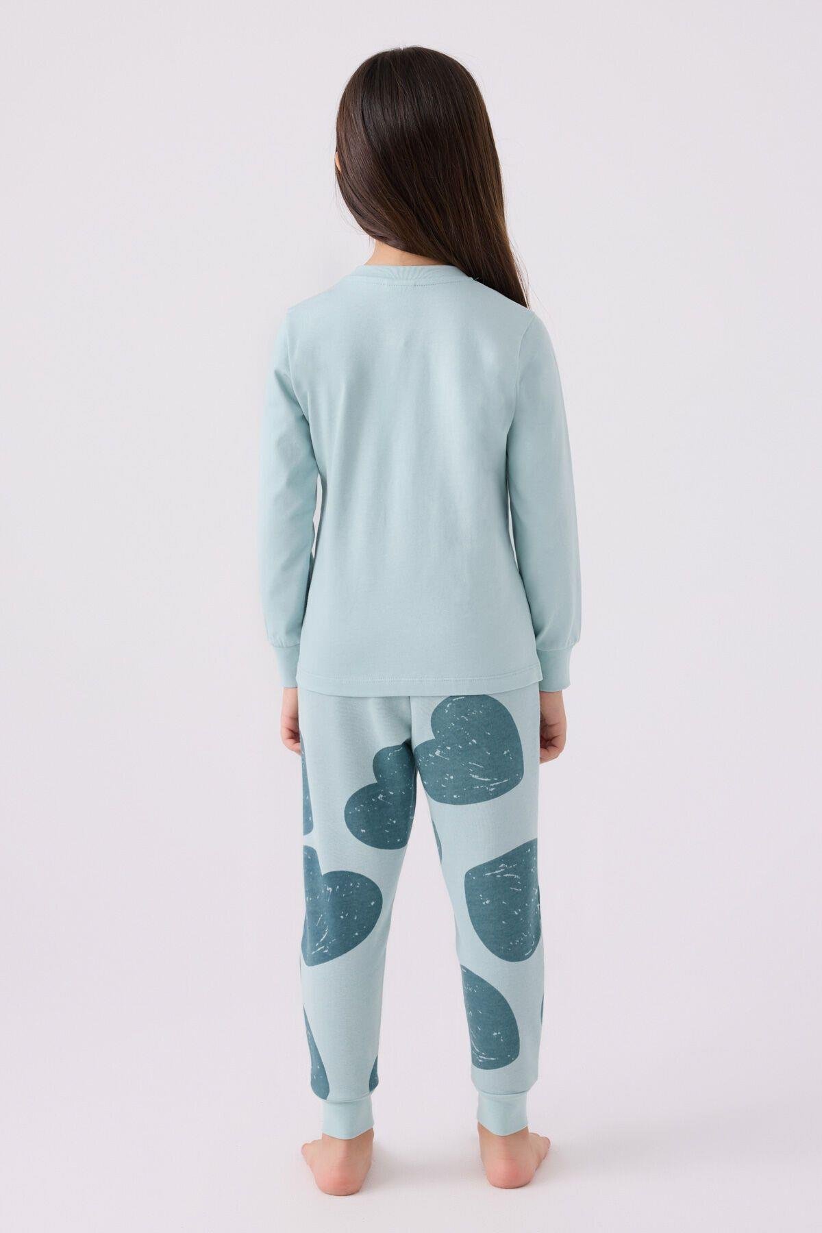 Kız Çocuk Yeşil Uzun Kol Pijama Takım