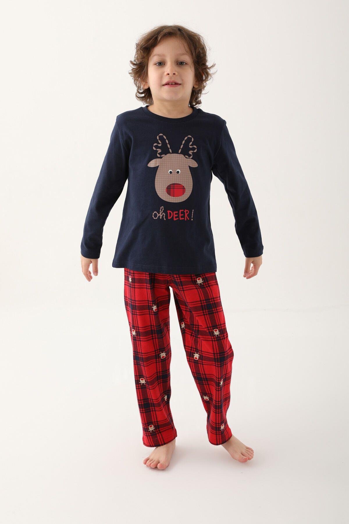 Lacivert Erkek Çocuk Uzun Kol Pijama Takım
