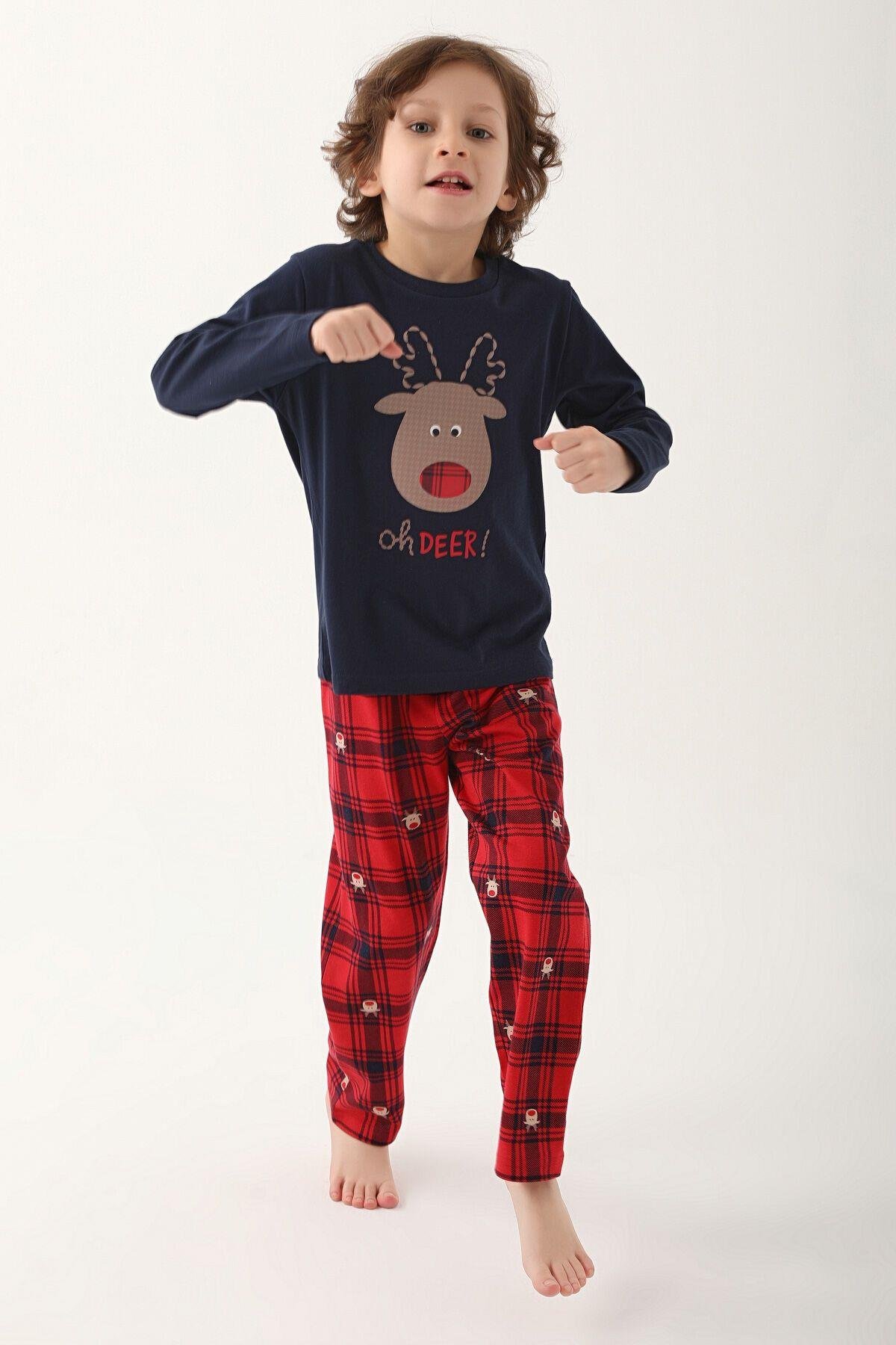 Lacivert Erkek Çocuk Uzun Kol Pijama Takım