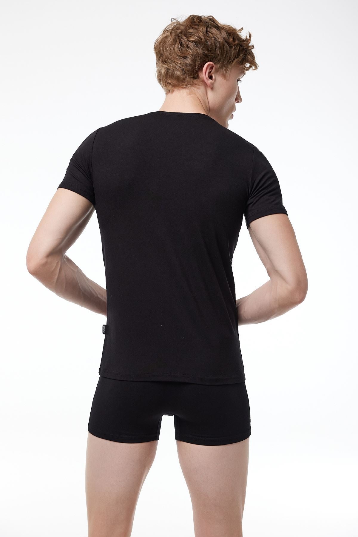 Malabadi Erkek Siyah V Yaka Kısa Kollu Modal T-shirt Body 032