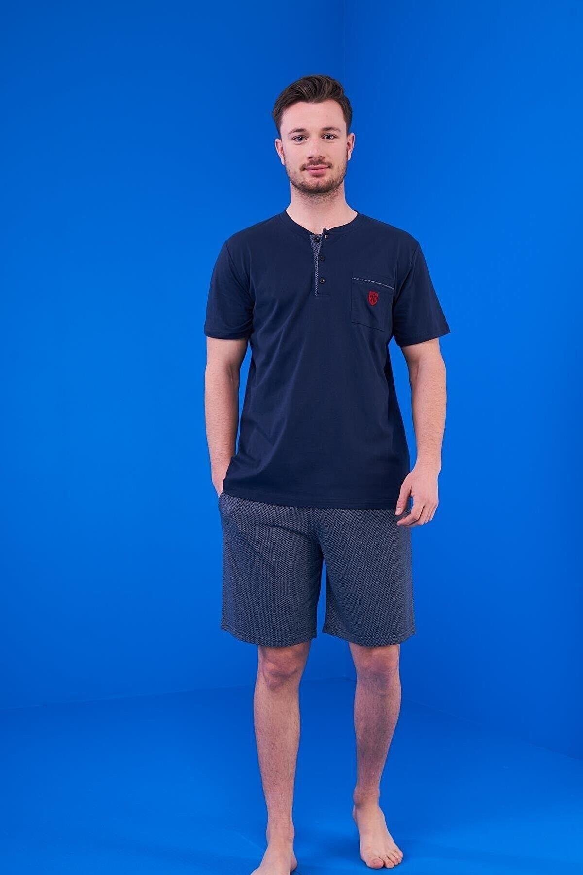 Pjs 23325 Erkek Patlı Şortlu Pijama Takım 3'lü