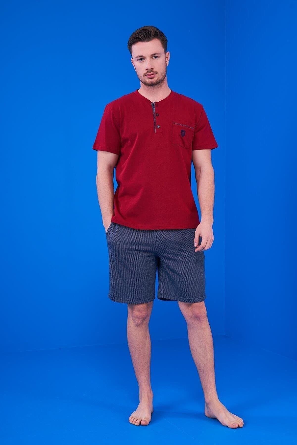 Pjs 23325 Erkek Patlı Şortlu Pijama Takım 3'lü