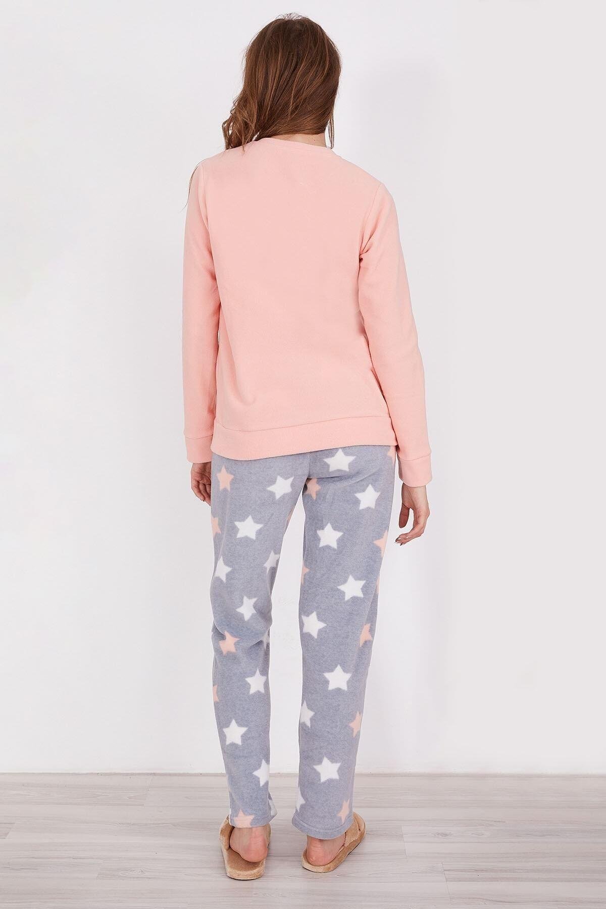 Rabbit Star Pembe Kadın Uzun Kol Pijama Takım