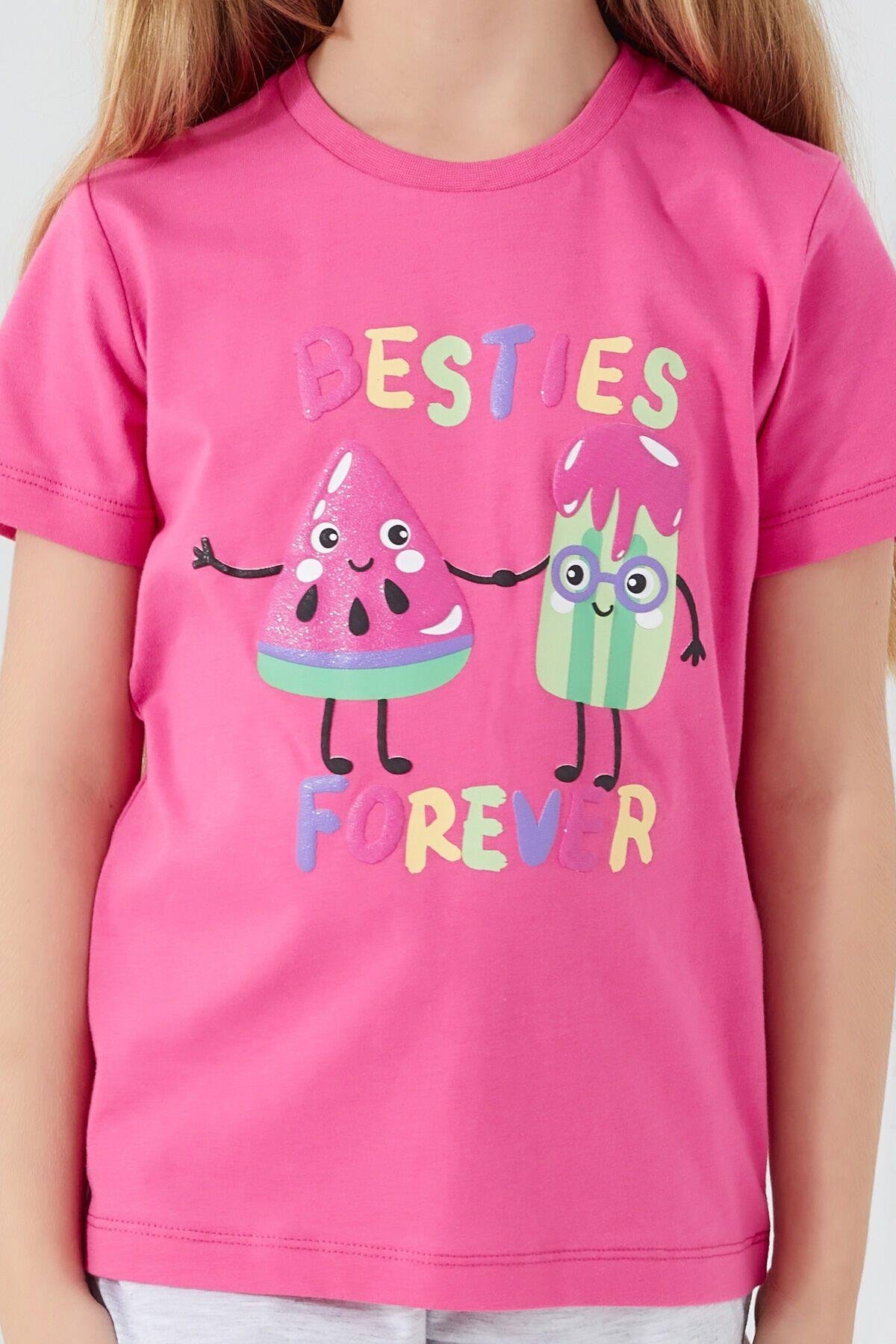 Rolypoly Besties Forever Açık Fuşya Kız Çocuk Şort Takım