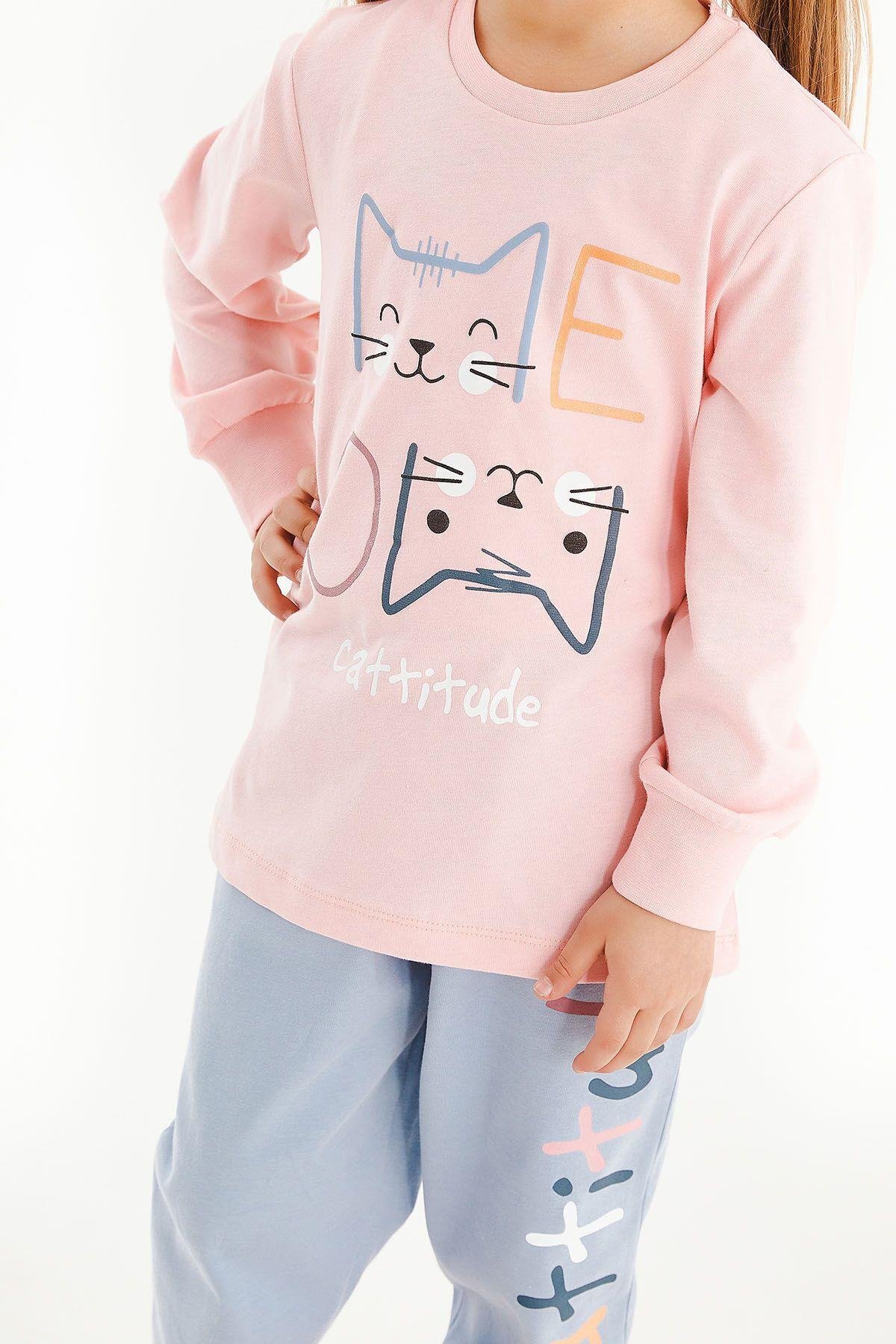 Rolypoly Cattitude Pembe Kız Çocuk Uzun Kol Pijama Takım