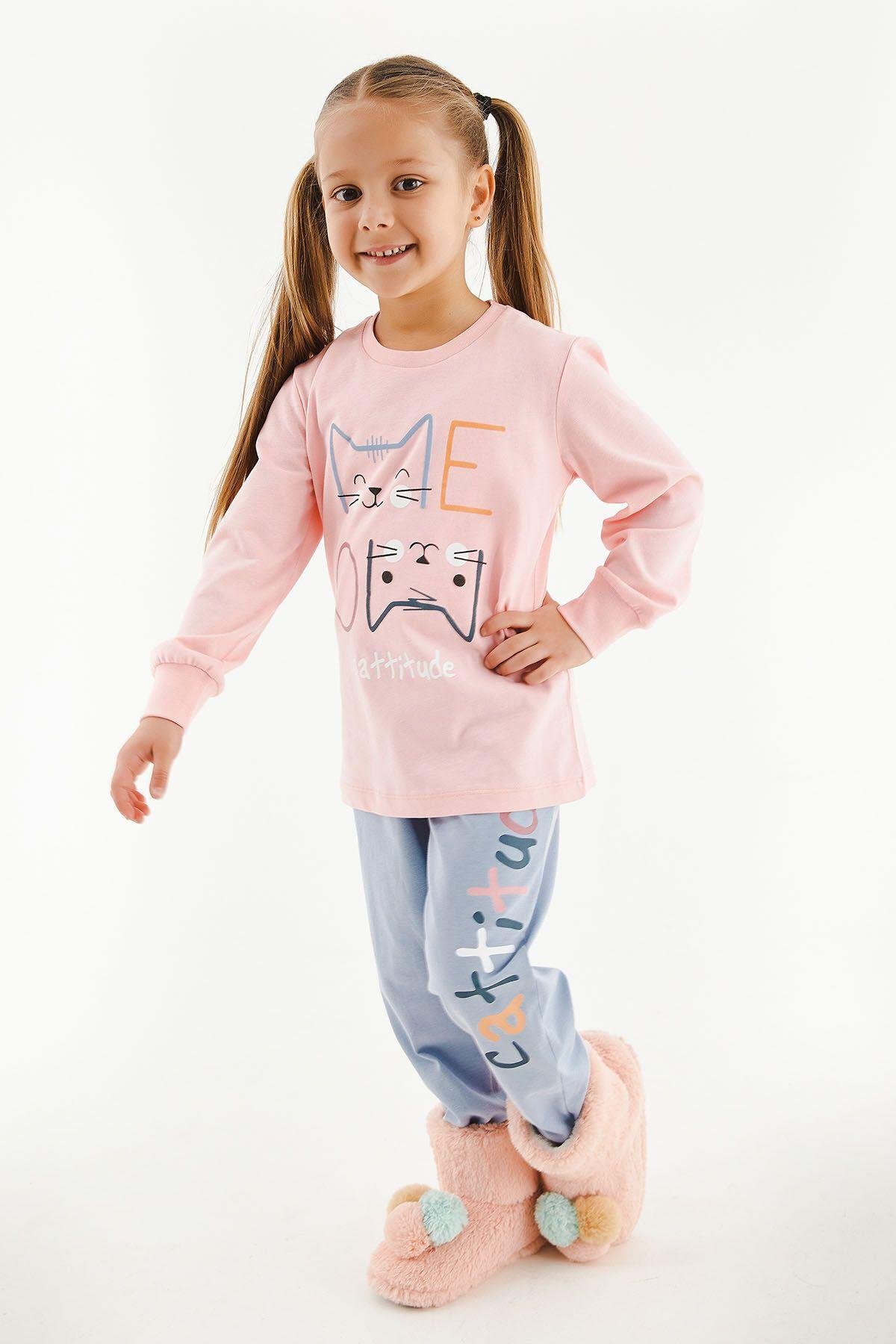 Rolypoly Cattitude Pembe Kız Çocuk Uzun Kol Pijama Takım