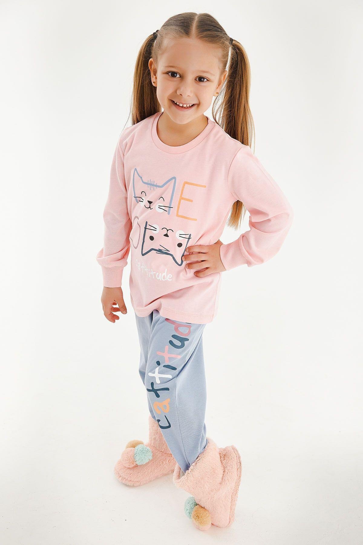 Rolypoly Cattitude Pembe Kız Çocuk Uzun Kol Pijama Takım
