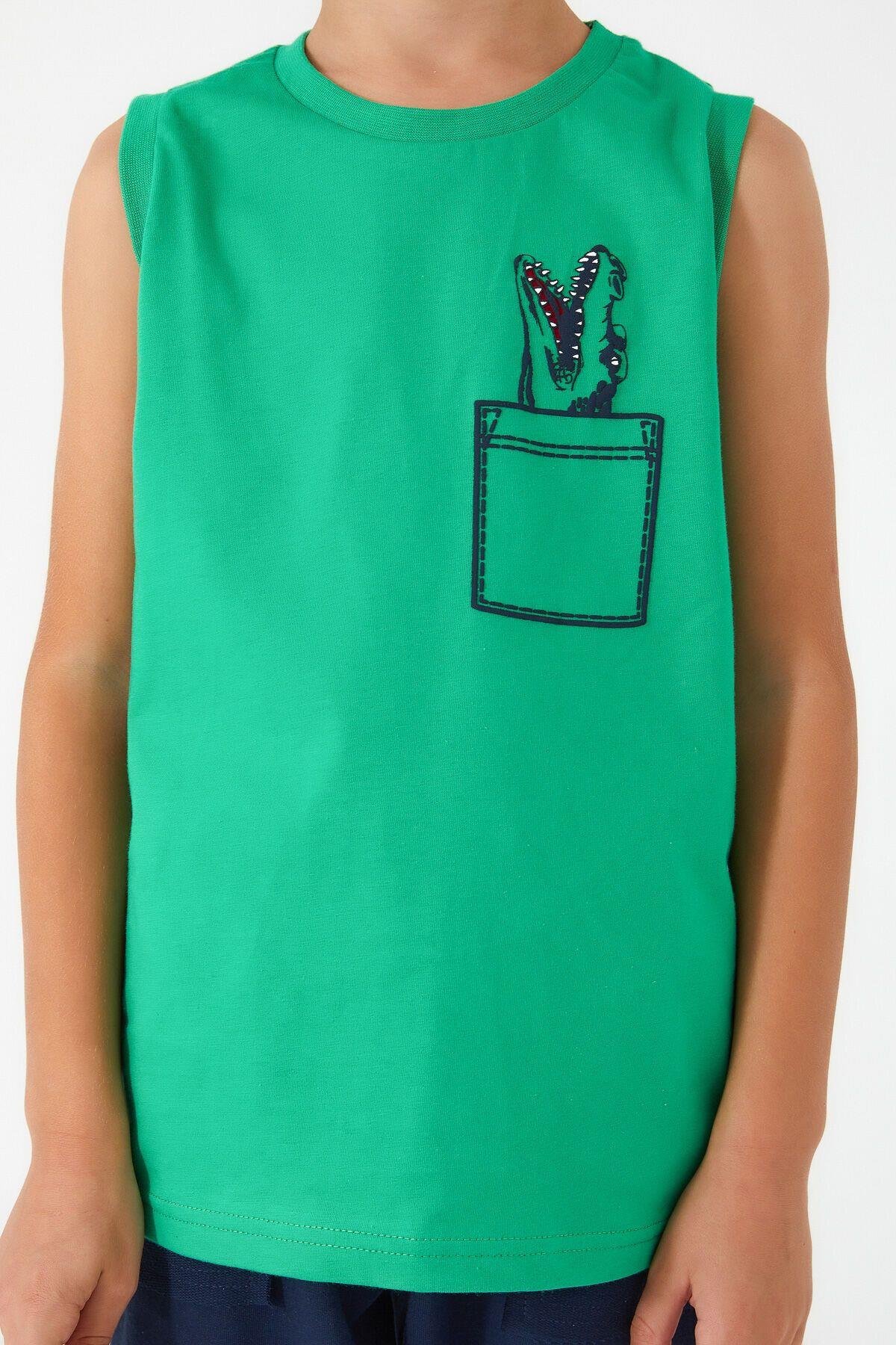 Rolypoly Crocodile Pattern Yeşil Erkek Çocuk Bermuda Takım