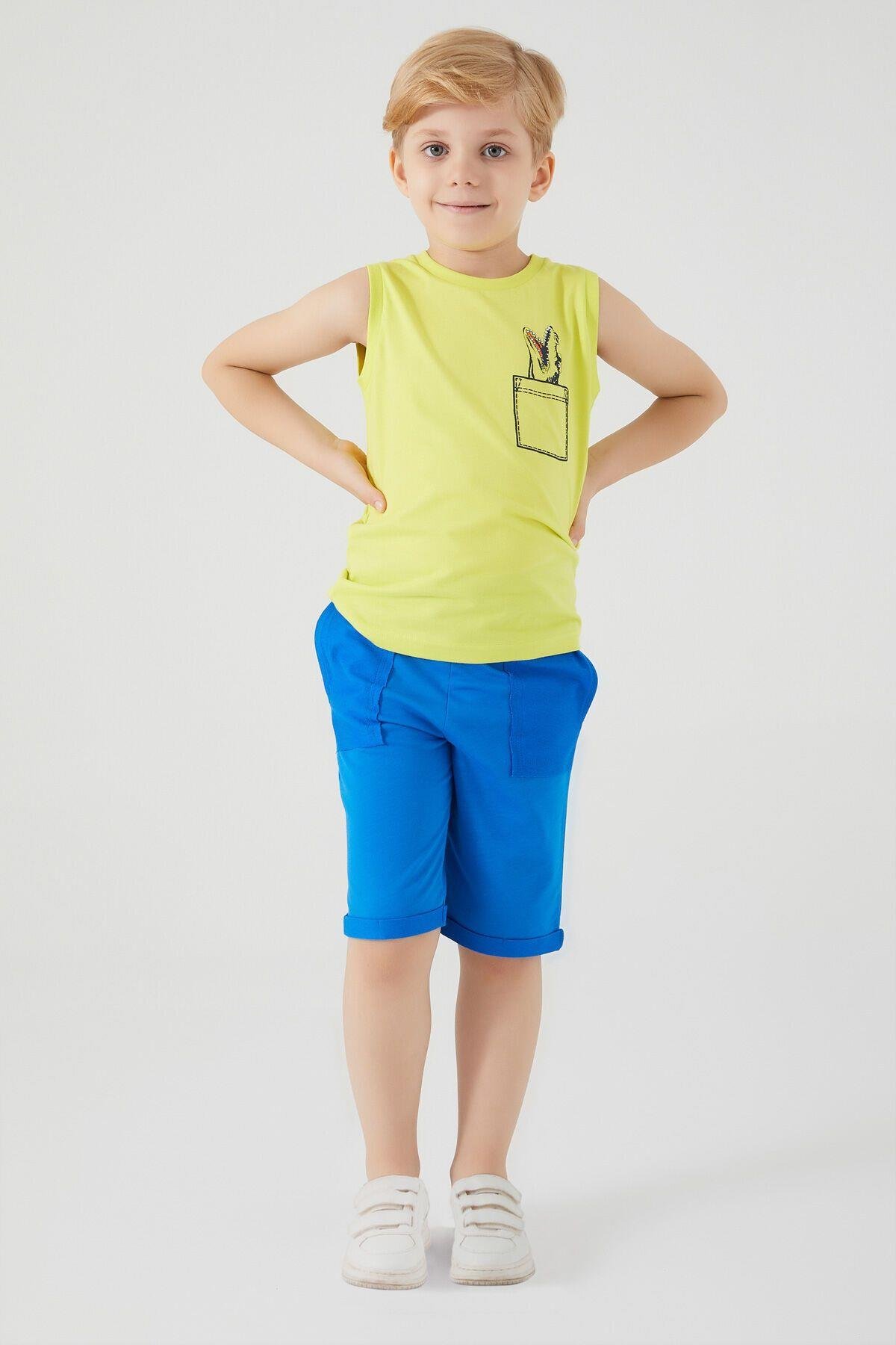 Rolypoly Crocodile Pattern Yeşil Erkek Çocuk Bermuda Takım
