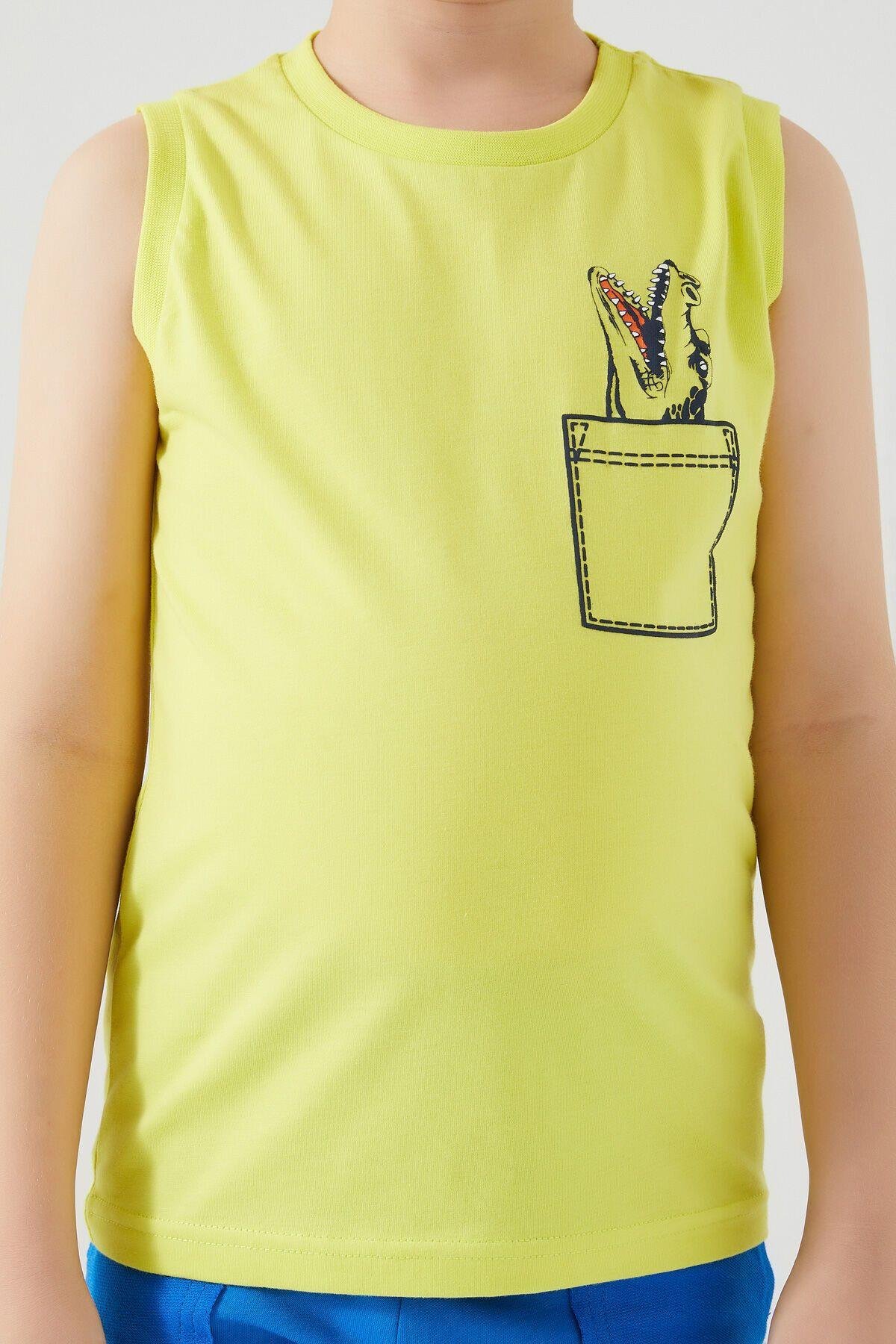 Rolypoly Crocodile Pattern Yeşil Erkek Çocuk Bermuda Takım