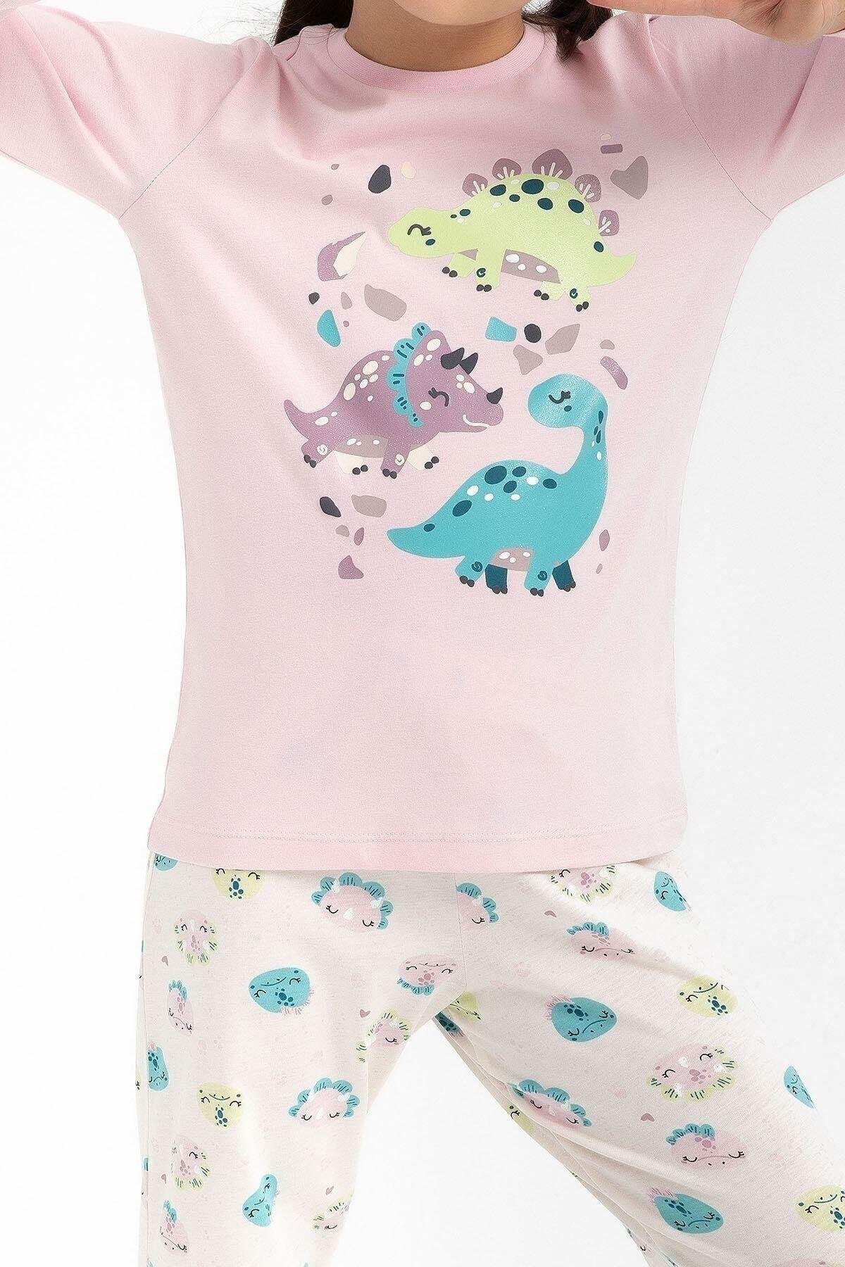 Rolypoly Cute Animals Açık Pembe Kız Çocuk Pijama Takımı