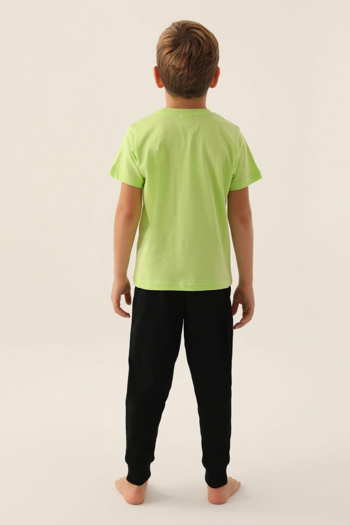 Rolypoly Erkek Çocuk Yeşil Kısa Kol Pijama Takım Garson Boy