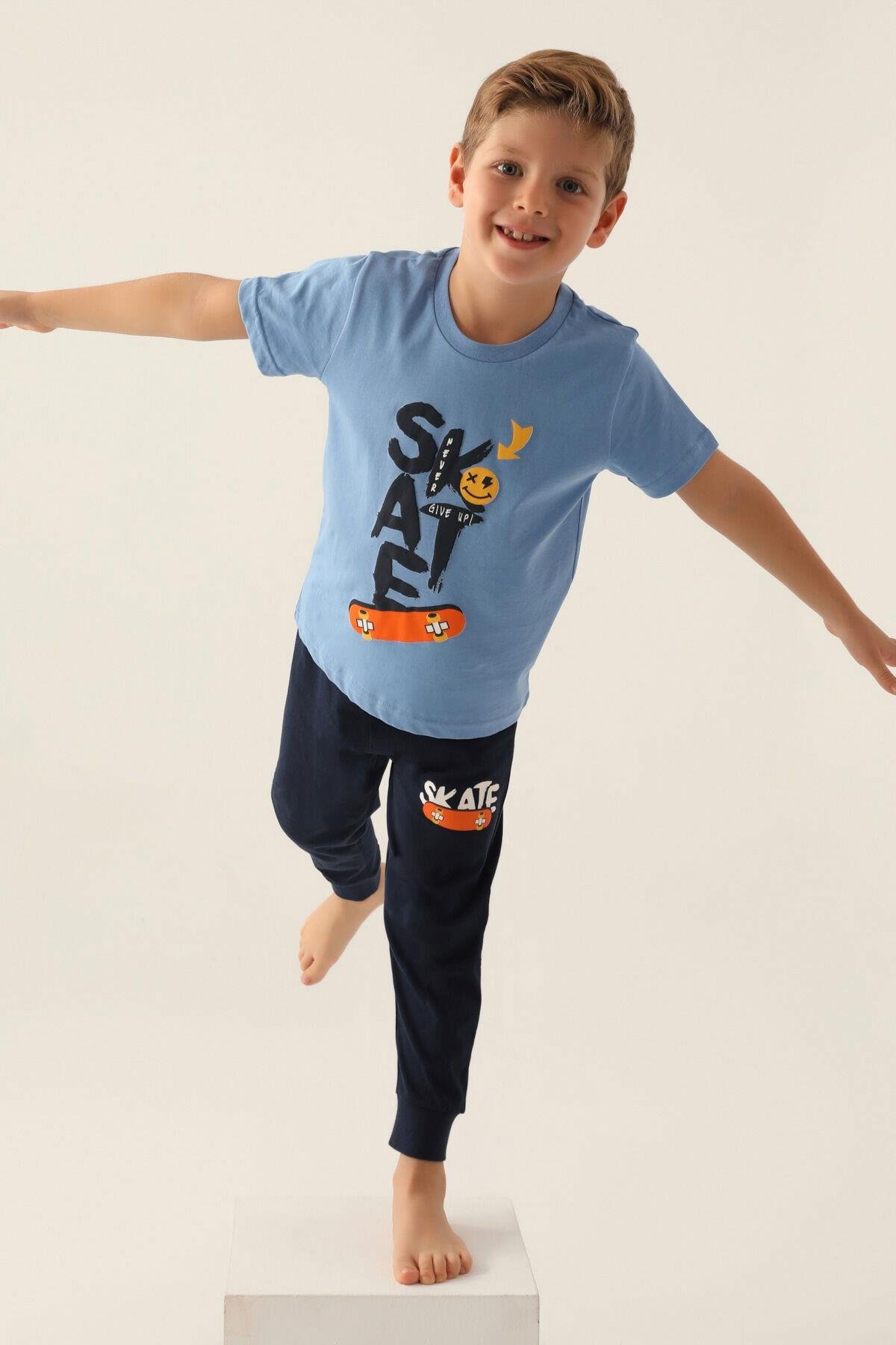 Rolypoly Erkek Çocuk Yeşil Kısa Kol Pijama Takım Garson Boy