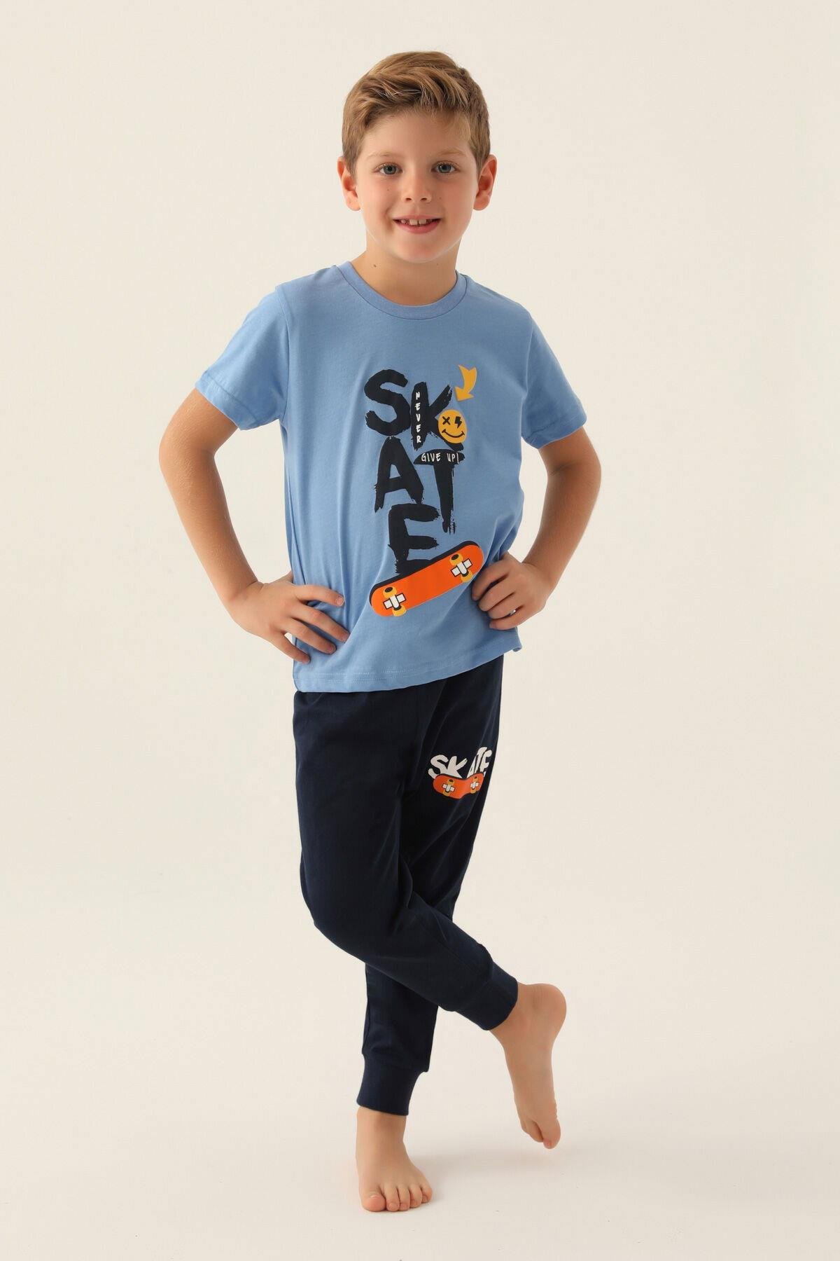 Rolypoly Erkek Çocuk Yeşil Kısa Kol Pijama Takım Garson Boy
