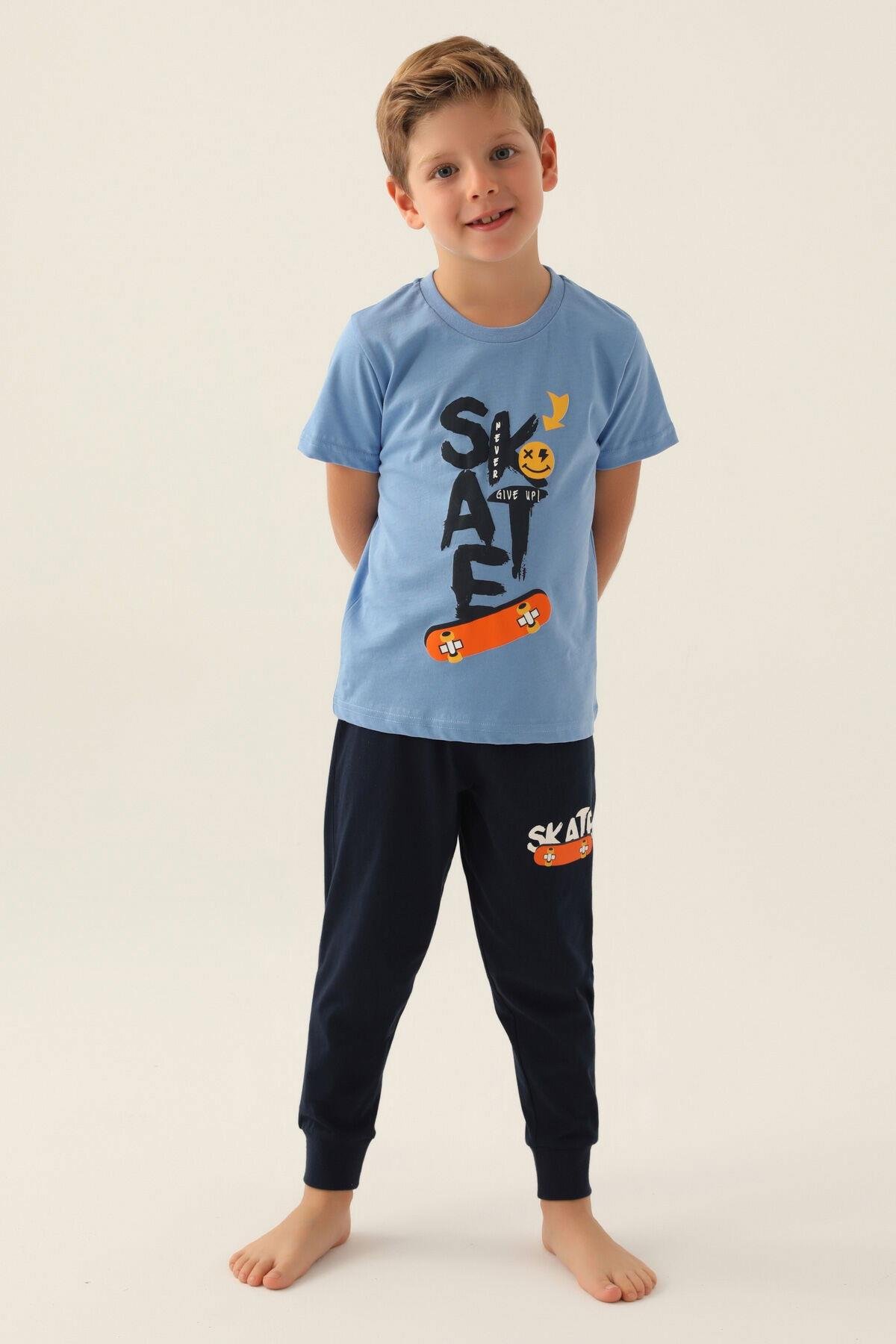 Rolypoly Erkek Çocuk Yeşil Kısa Kol Pijama Takım Garson Boy