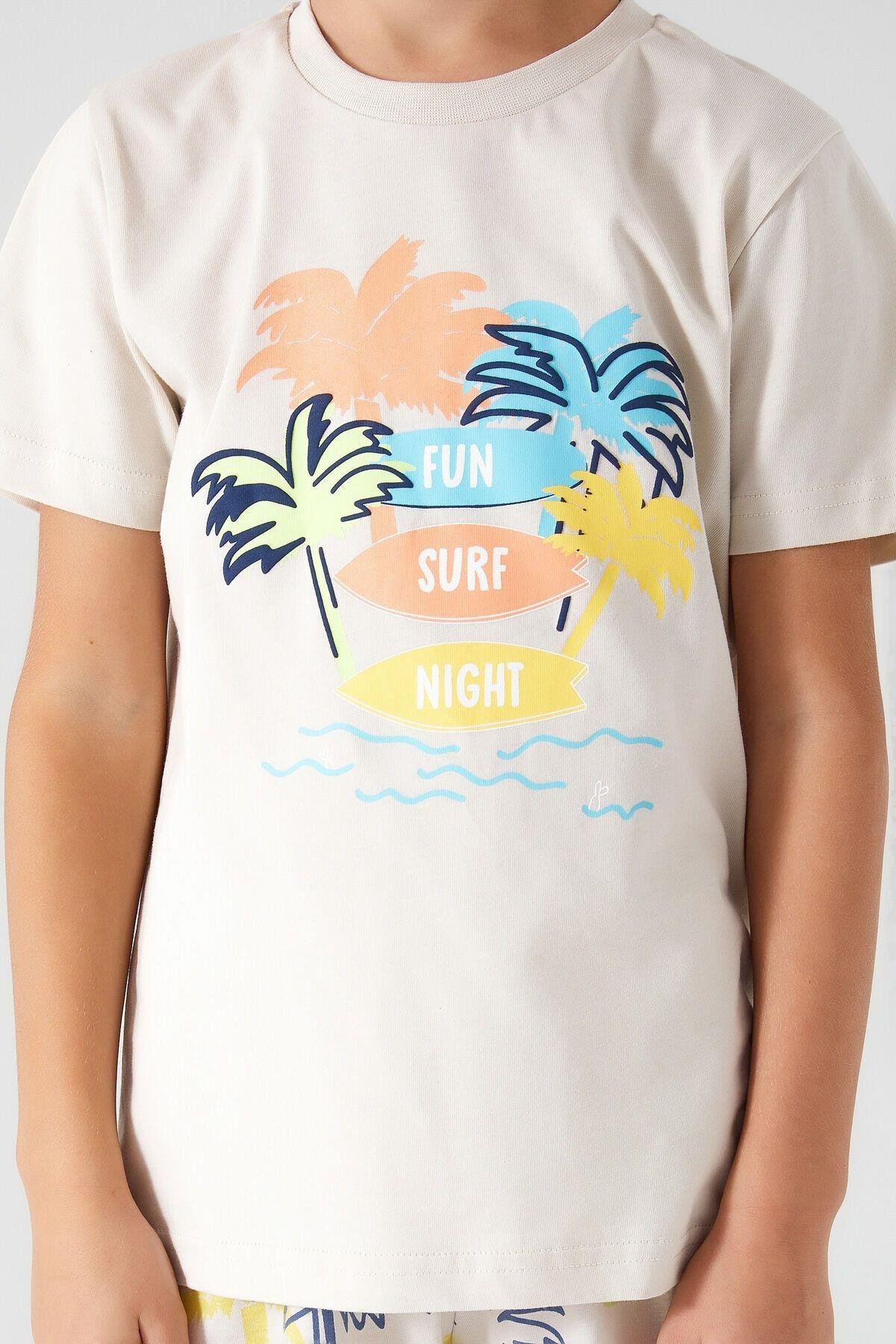 Rolypoly Fun Surf Night Bej Erkek Çocuk Kapri Takım
