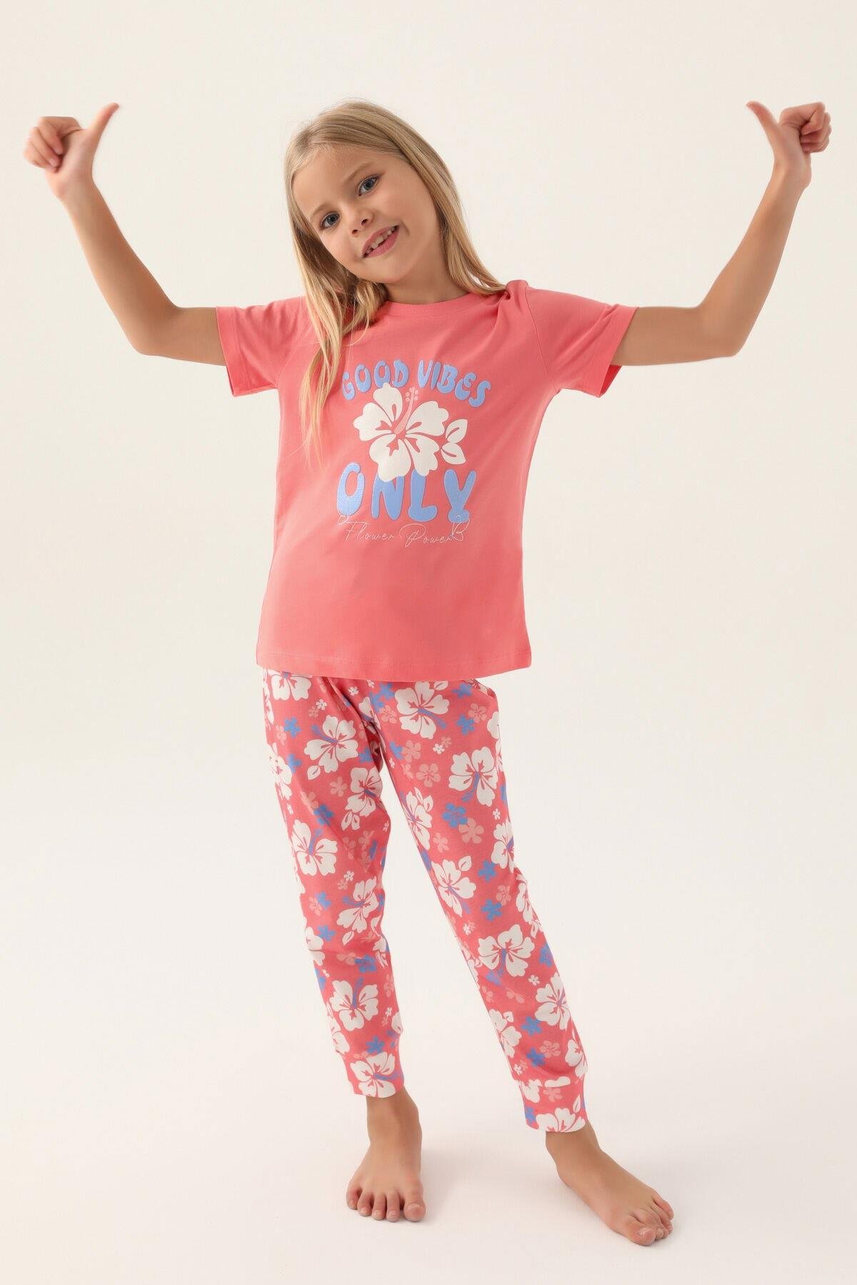Rolypoly Kız Çocuk Çiçekli Pijama Takımı