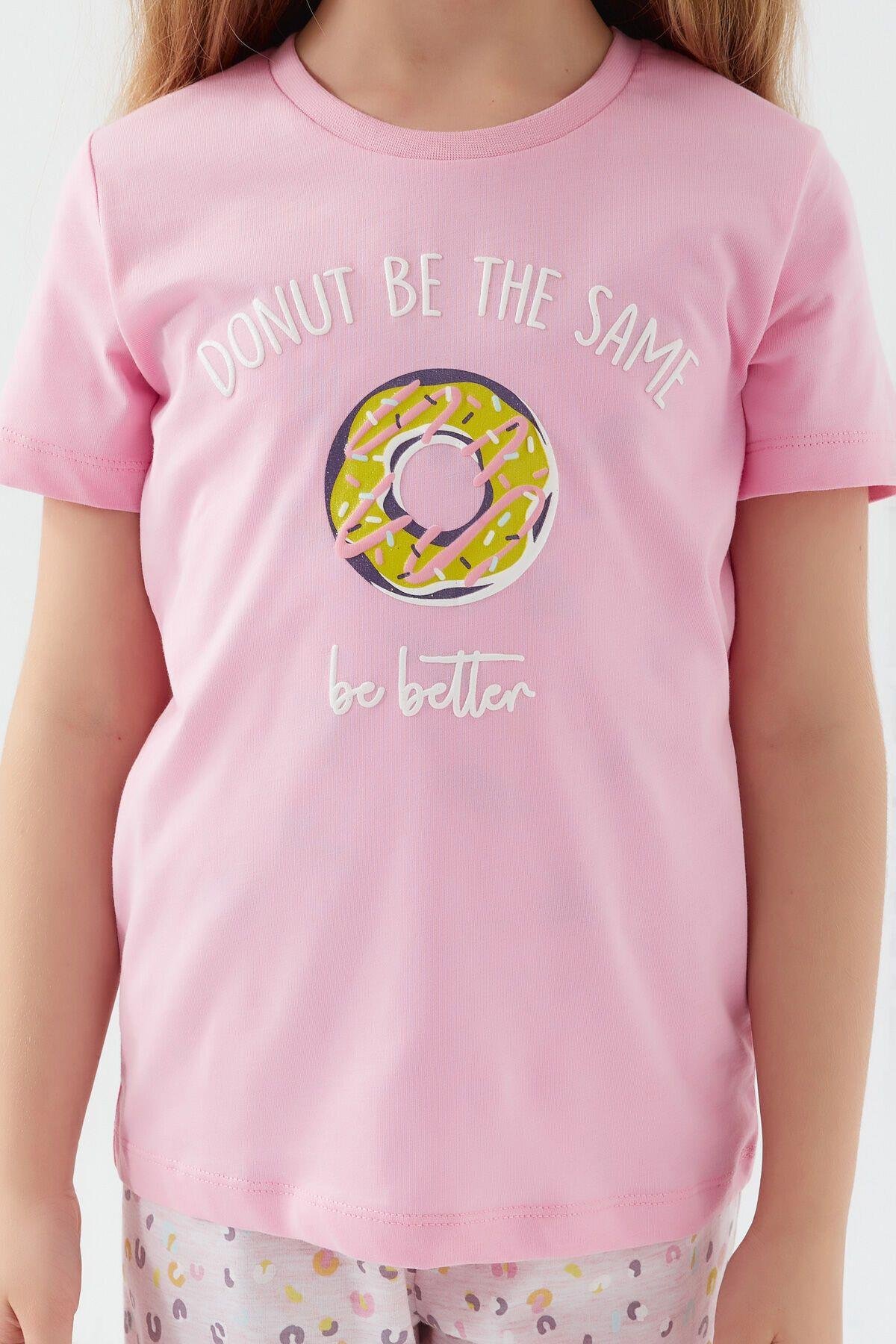 Rolypoly Kız Çocuk Pembe Kısa Kol Pijama Takım