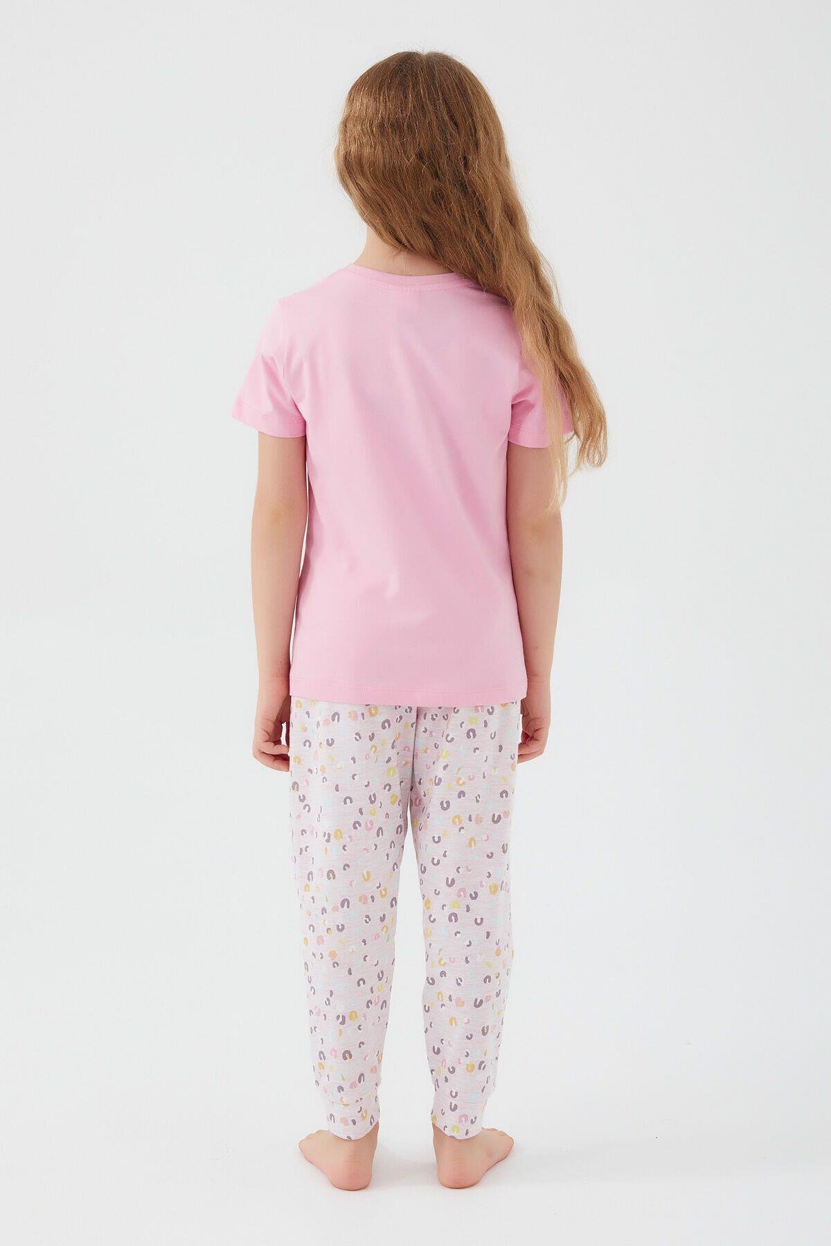 Rolypoly Kız Çocuk Pembe Kısa Kol Pijama Takım