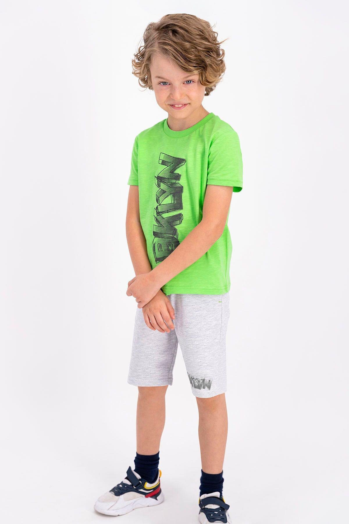 Rolypoly Lime Yeşili Genç Erkek Çocuk Bermuda Takım