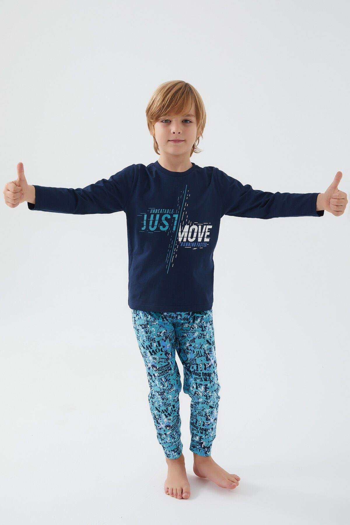 Rolypoly Move Running Faster Lacivert Erkek Çocuk Kısa Kol Pijama Takım