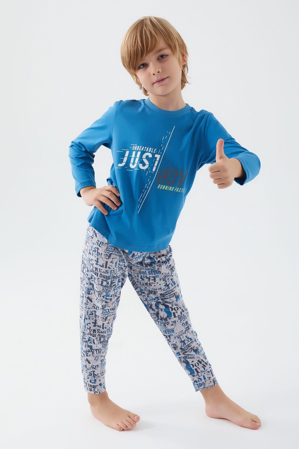 Rolypoly Move Running Faster Lacivert Erkek Çocuk Kısa Kol Pijama Takım