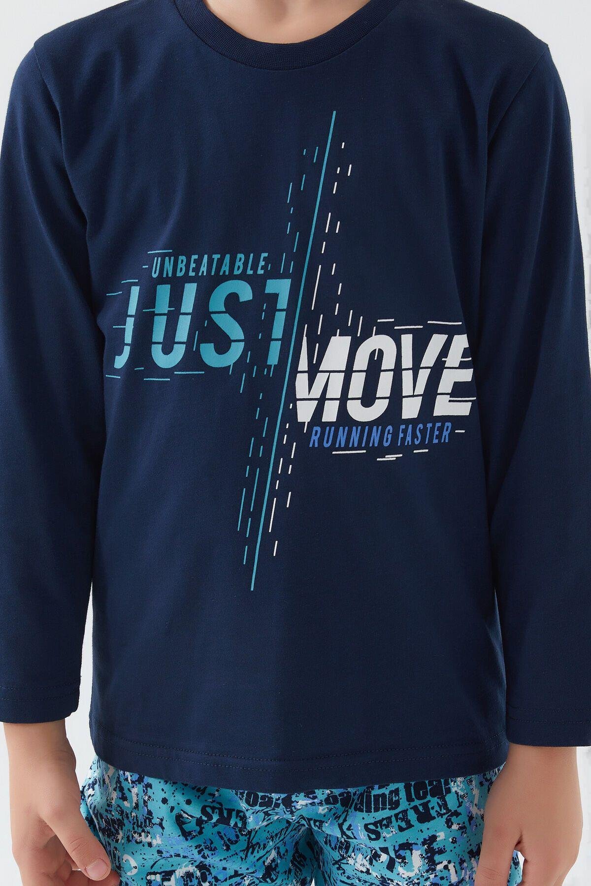 Rolypoly Move Running Faster Lacivert Erkek Çocuk Kısa Kol Pijama Takım
