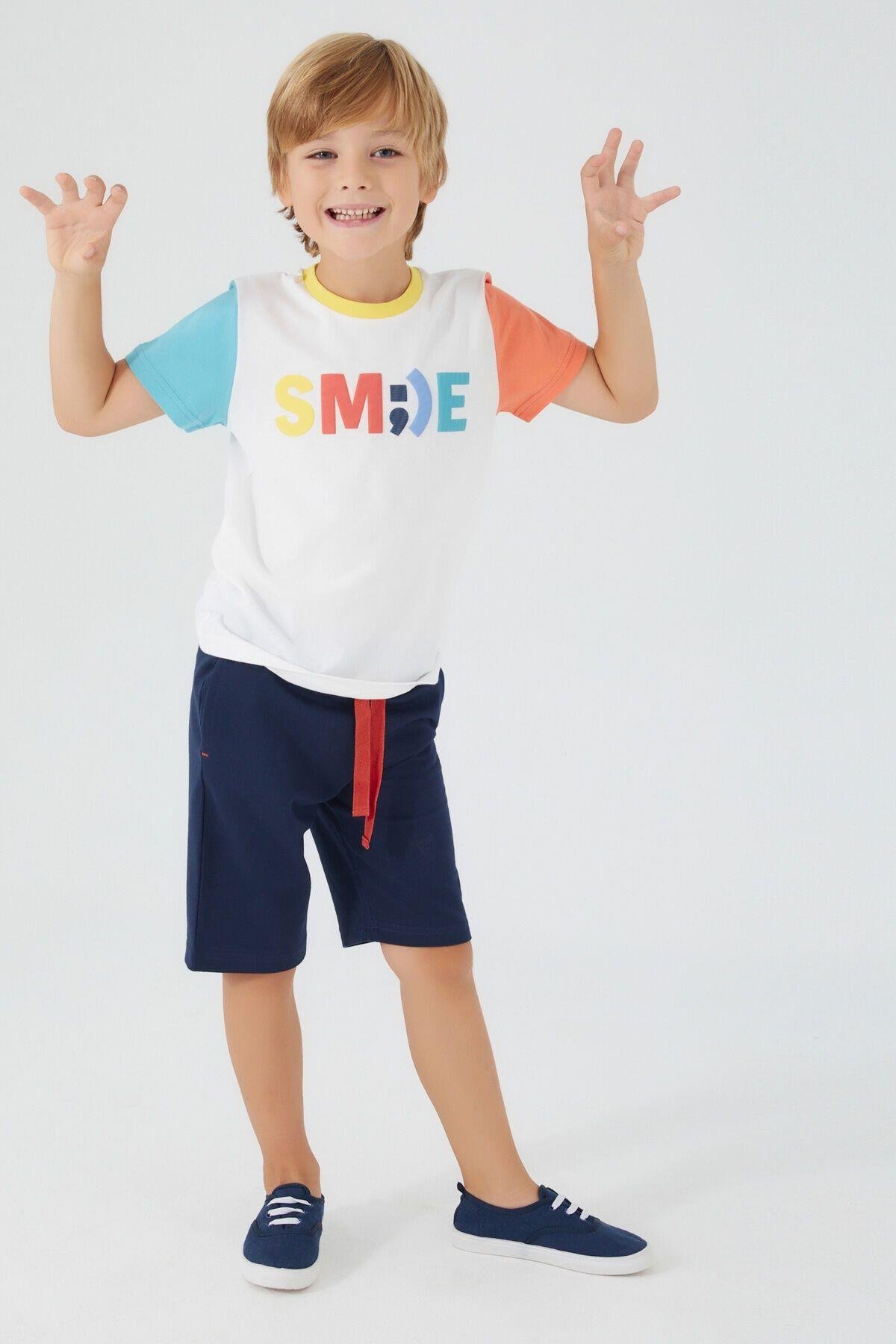 Rolypoly Smile Krem Erkek Çocuk Bermuda Takım