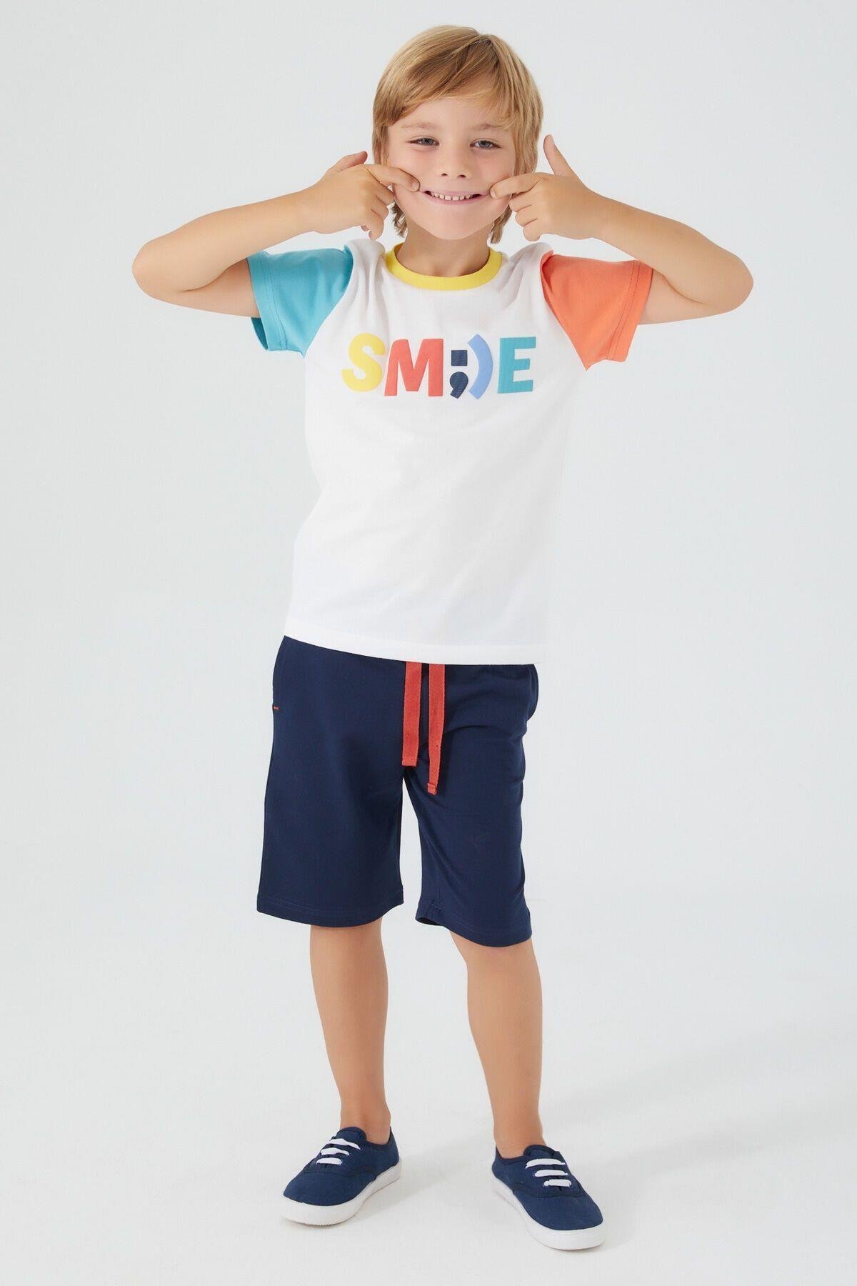 Rolypoly Smile Krem Erkek Çocuk Bermuda Takım