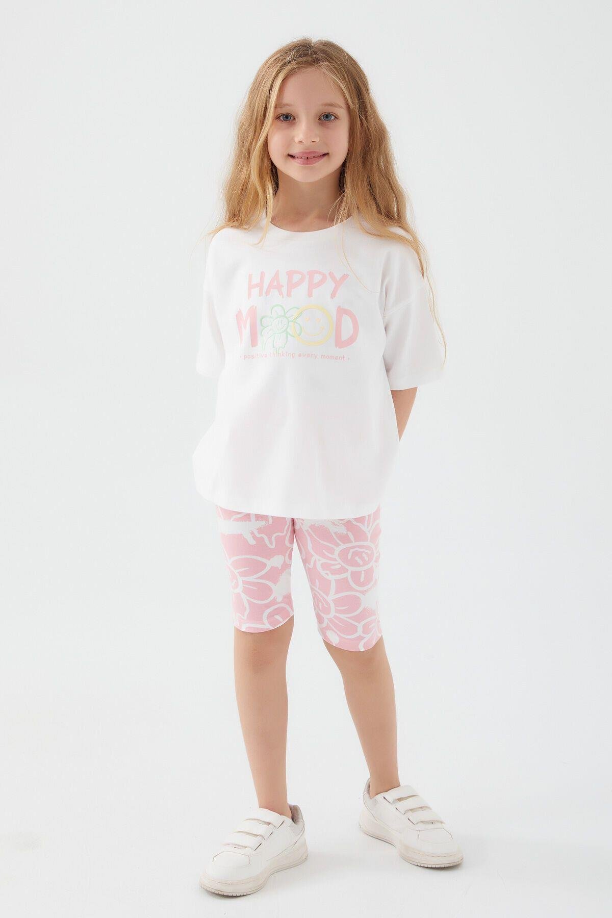 Rolypoly Summer Krem Kız Çocuk Bermuda Takım