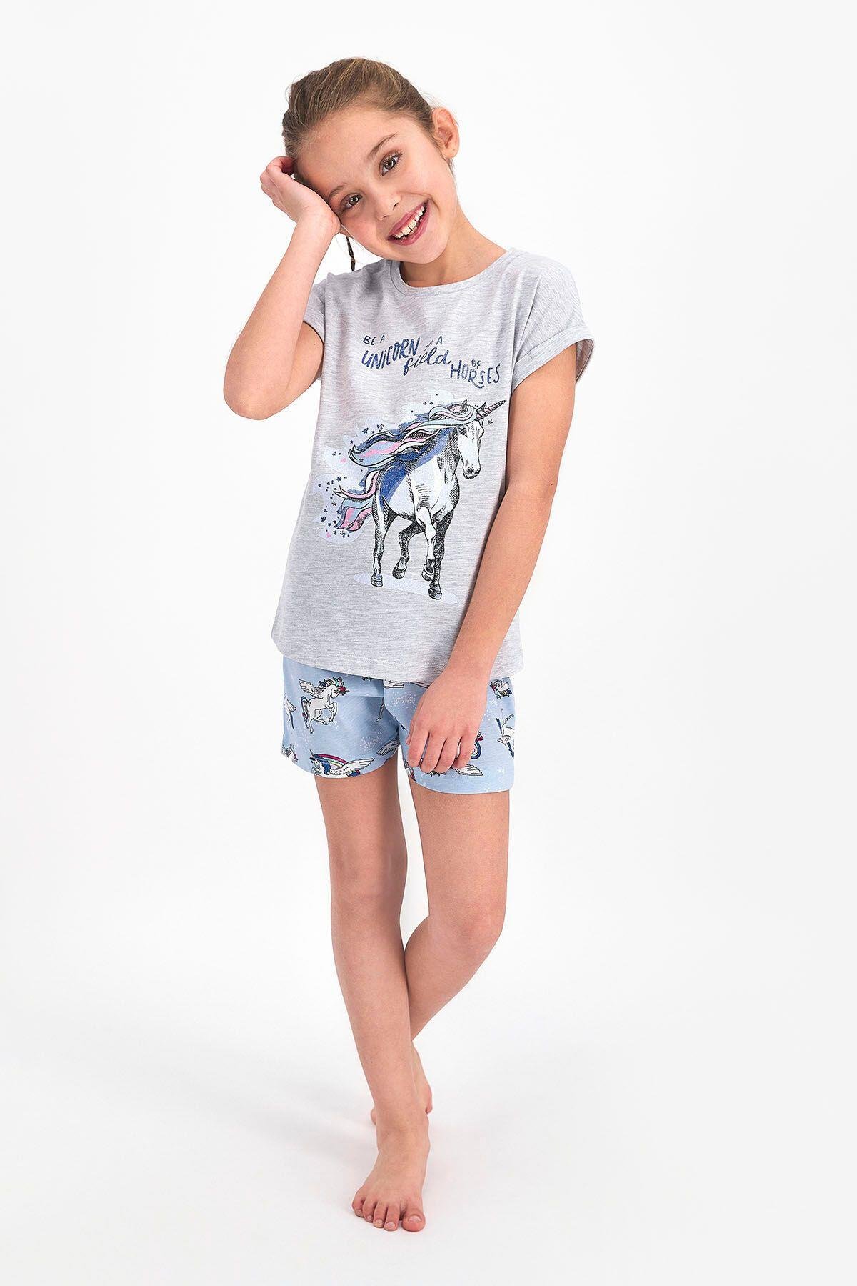 Rolypoly Unicorn Karmelanj Kız Çocuk Şort Takım