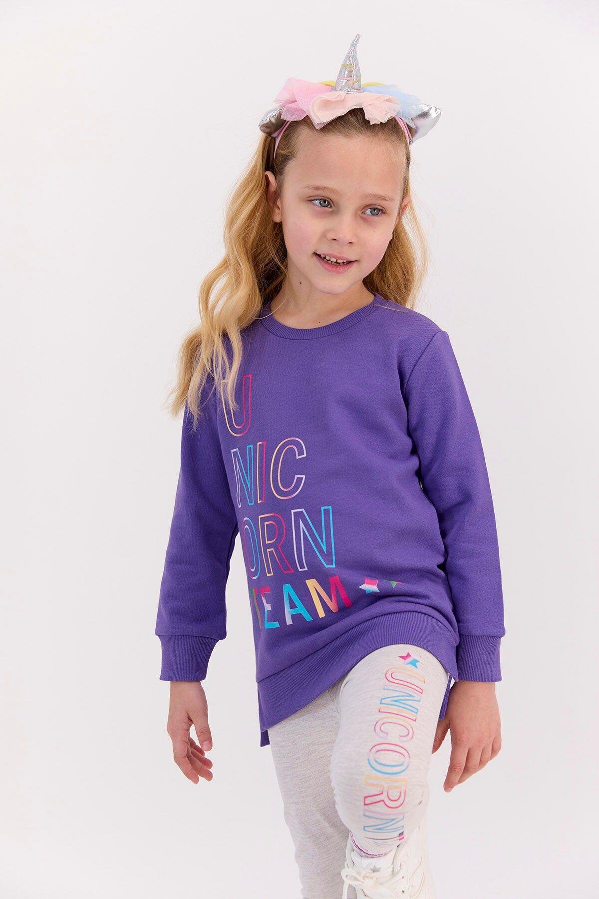 Rolypoly Unicorn Team Violet Kız Çocuk Tayt Takım