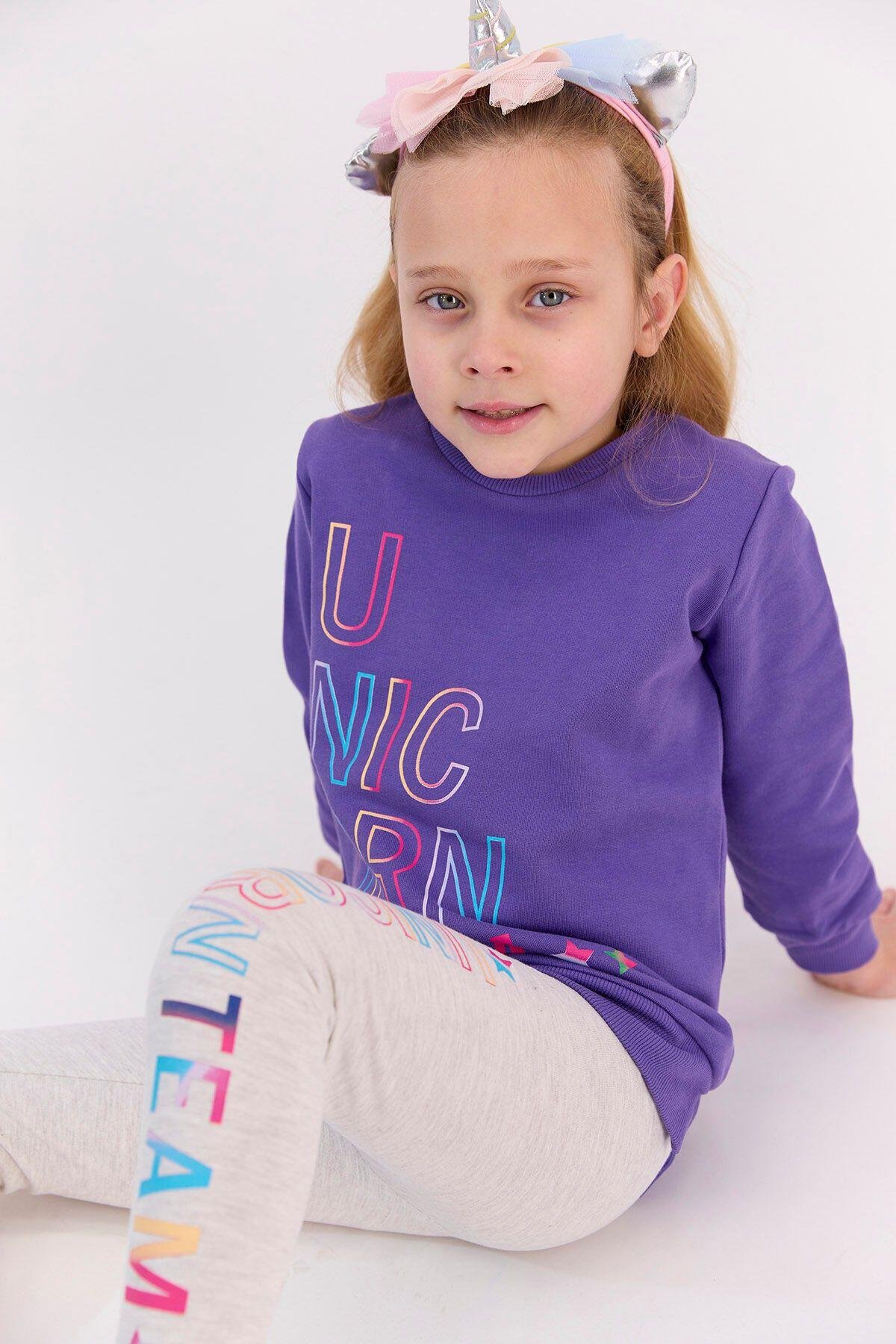 Rolypoly Unicorn Team Violet Kız Çocuk Tayt Takım
