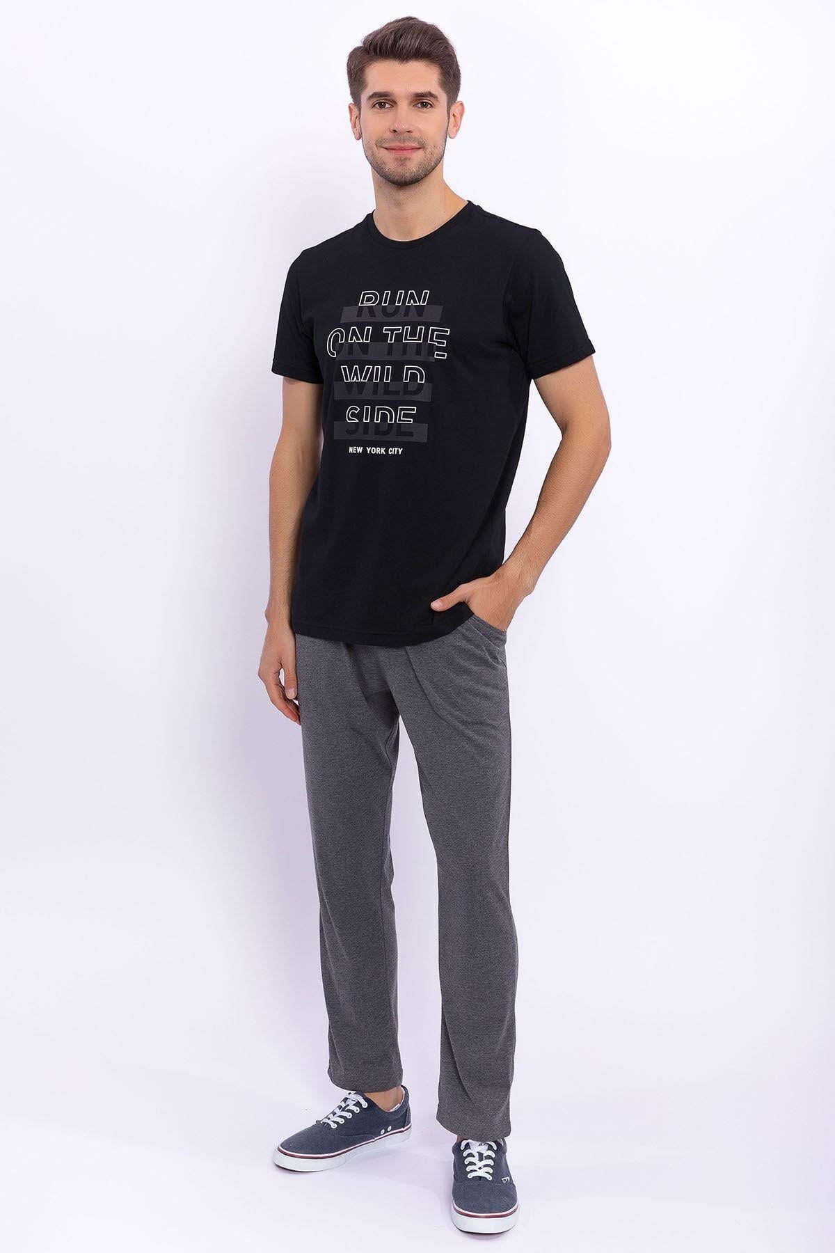 Run On The Wild Side Siyah Erkek Slim Fit Takım