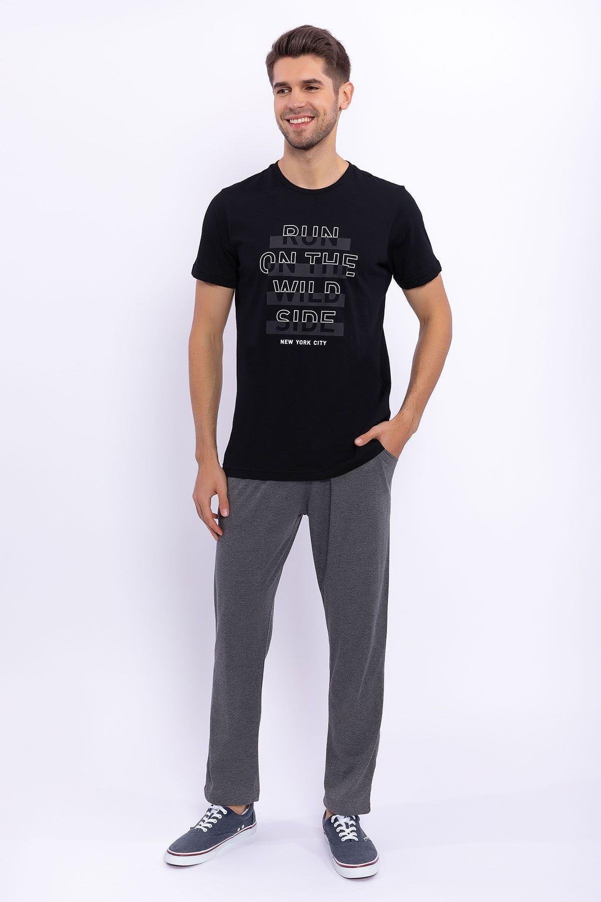 Run On The Wild Side Siyah Erkek Slim Fit Takım