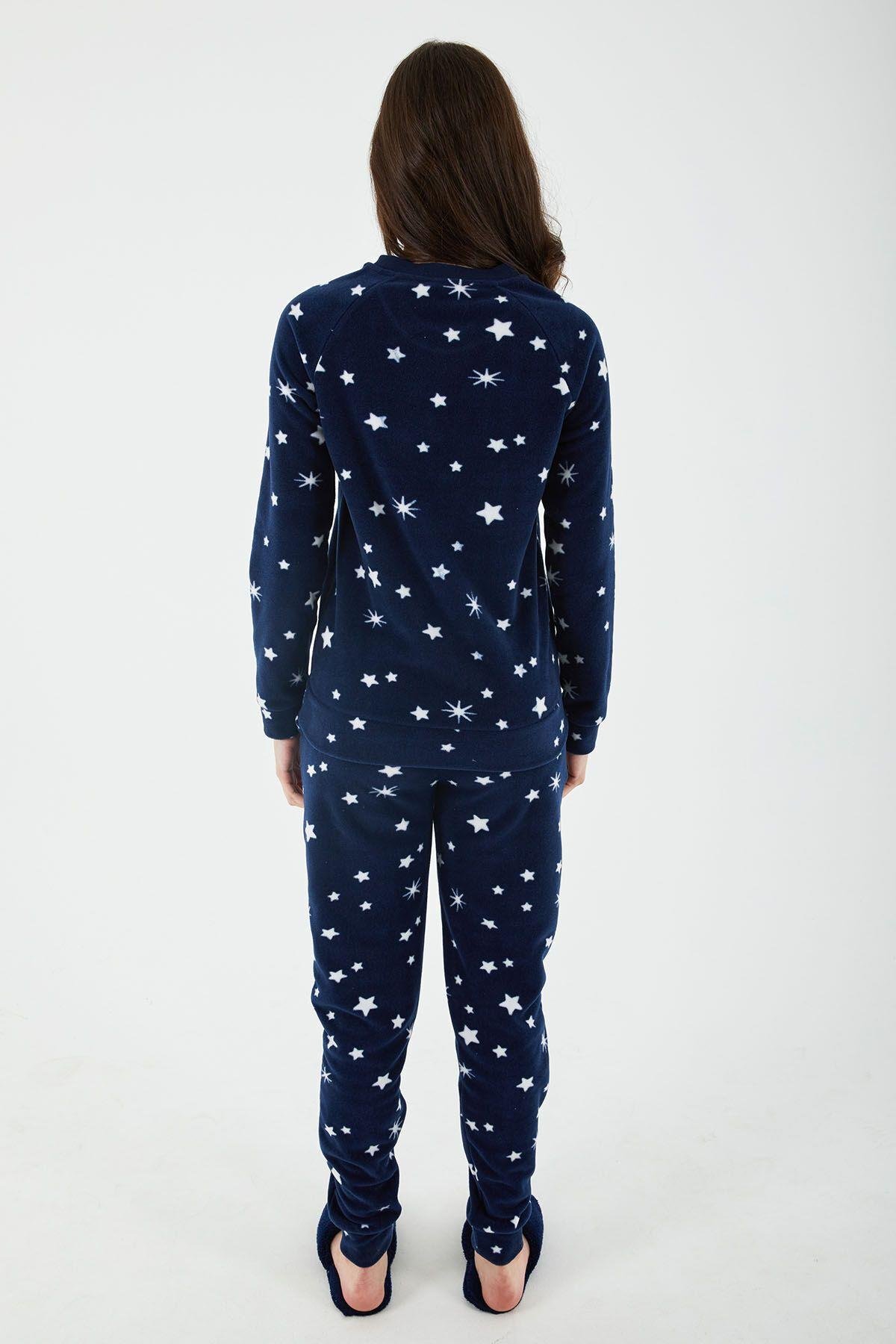 Shine Lacivert Kadın Uzun Kol Pijama Takım