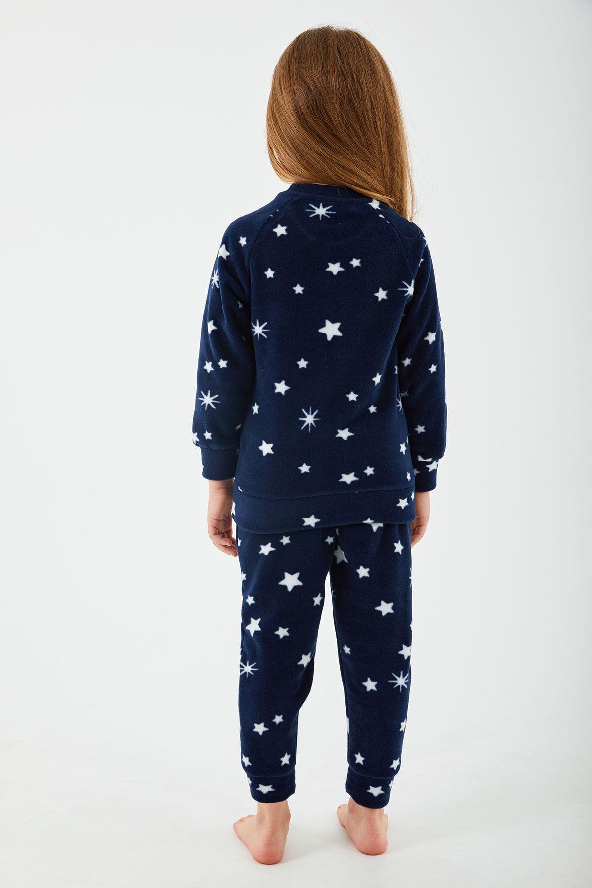 Shine Lacivert Kız Çocuk Uzun Kol Pijama Takım