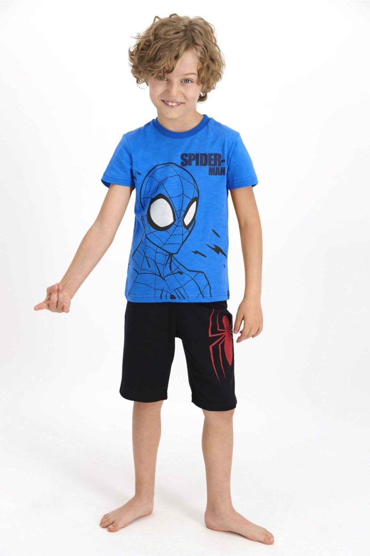Spider Man Lisanslı Cobalt Mavi Erkek Çocuk Bermuda Takım