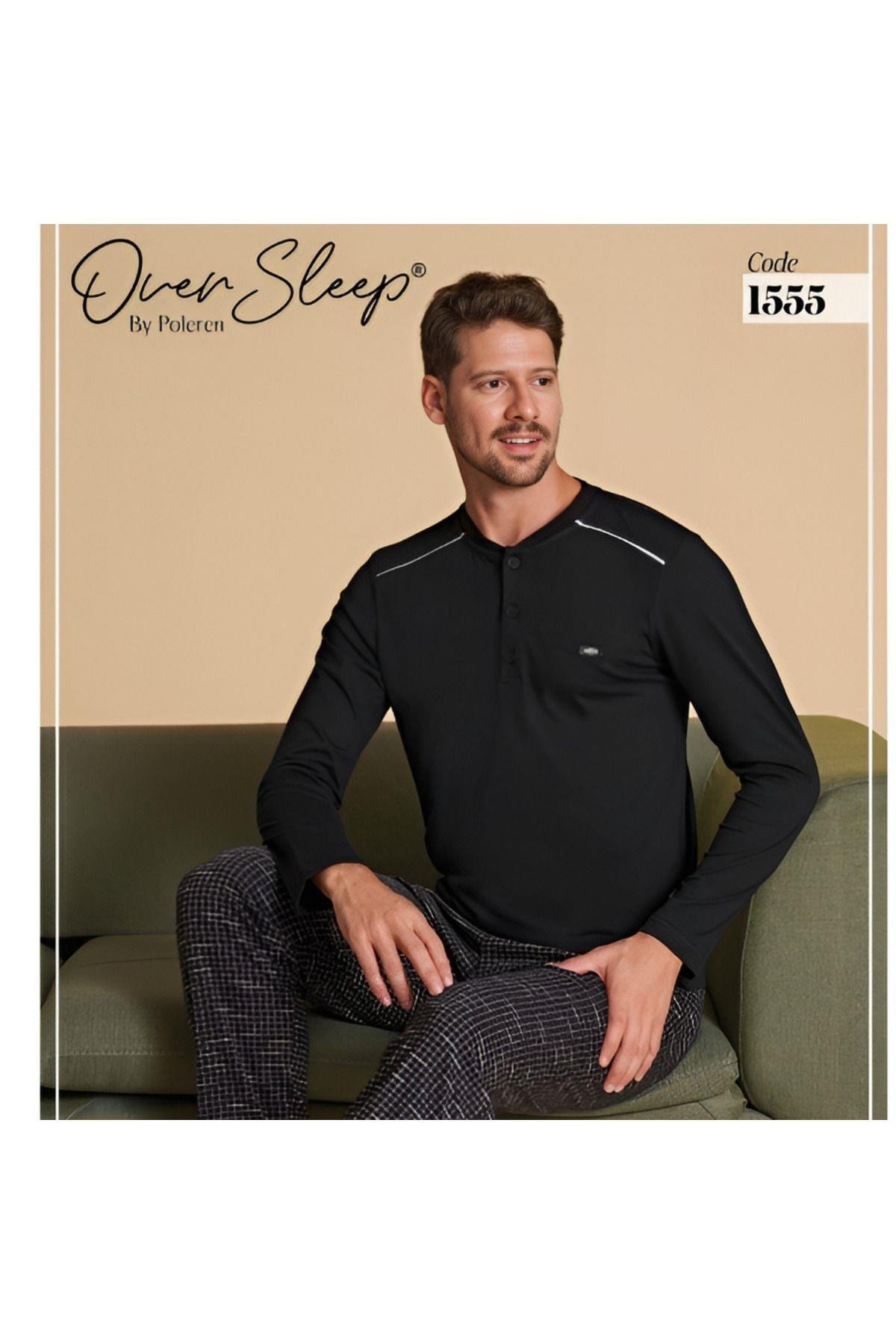 Üç Düğmeli Uzun Kollu Erkek Pijama Takımı